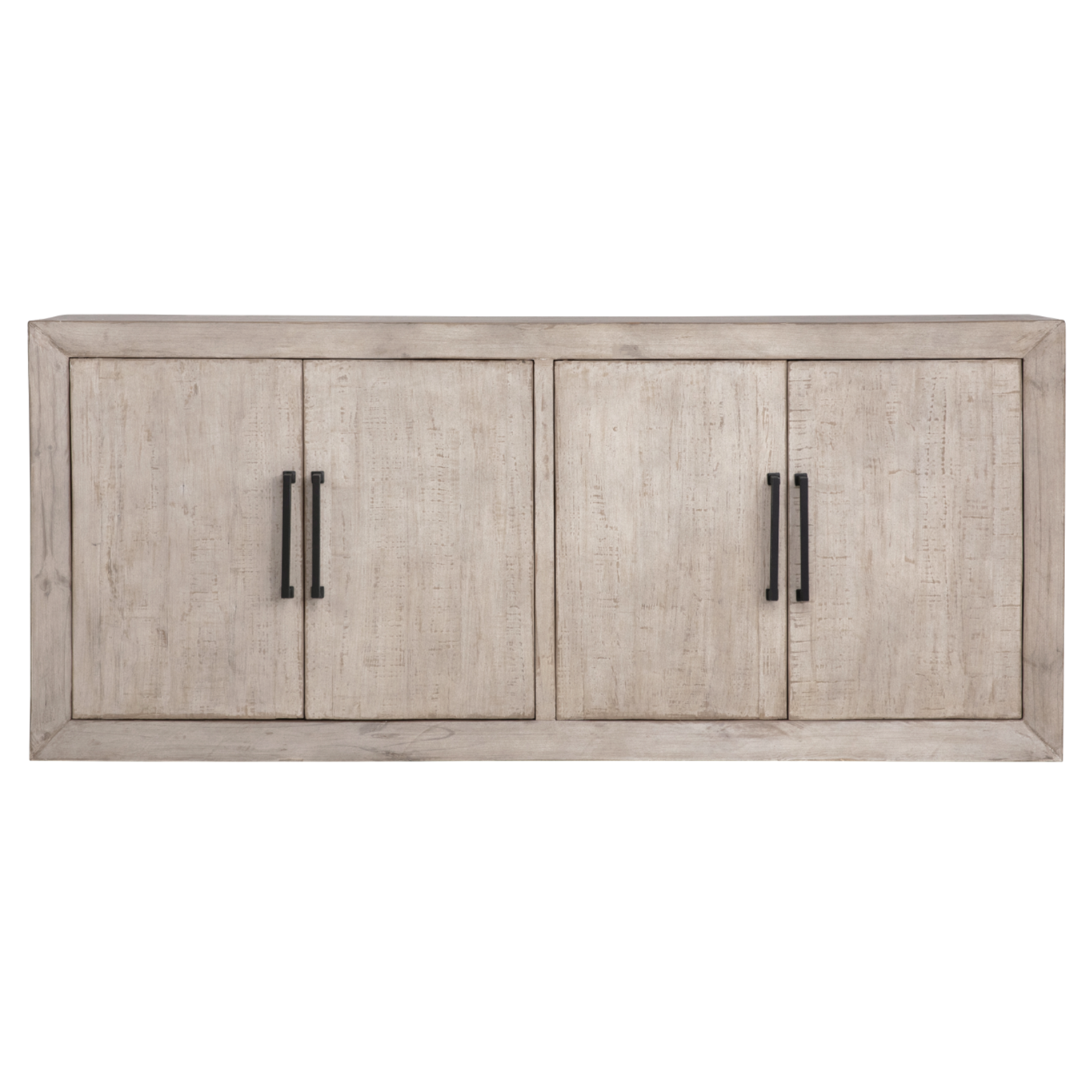 Outside The Box 84x18x36 Sonya Light Gray Wash Reclaimed Pine Wood  4 Door Sideboard