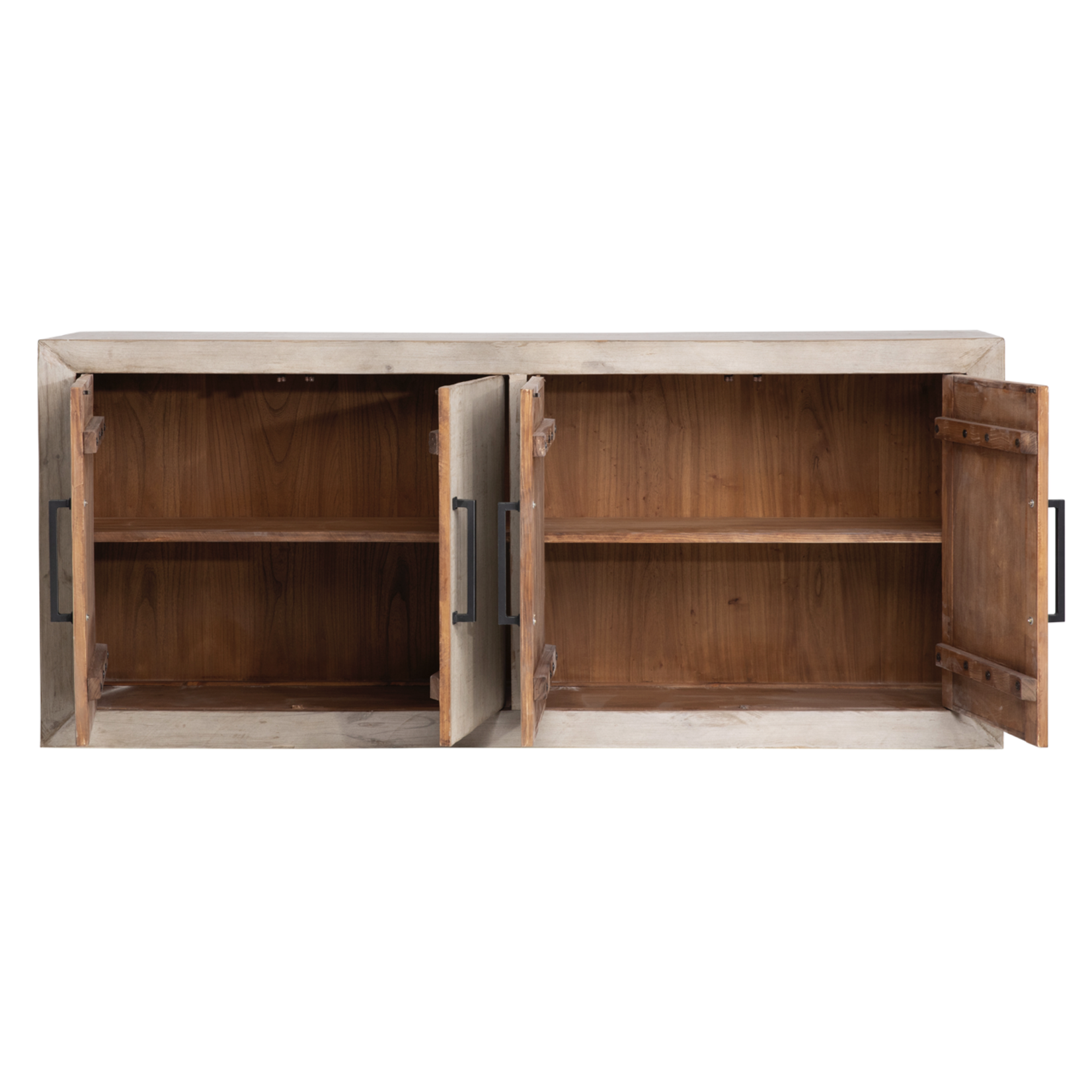 Outside The Box 84x18x36 Sonya Light Warm Wash Reclaimed Pine Wood  4 Door Sideboard