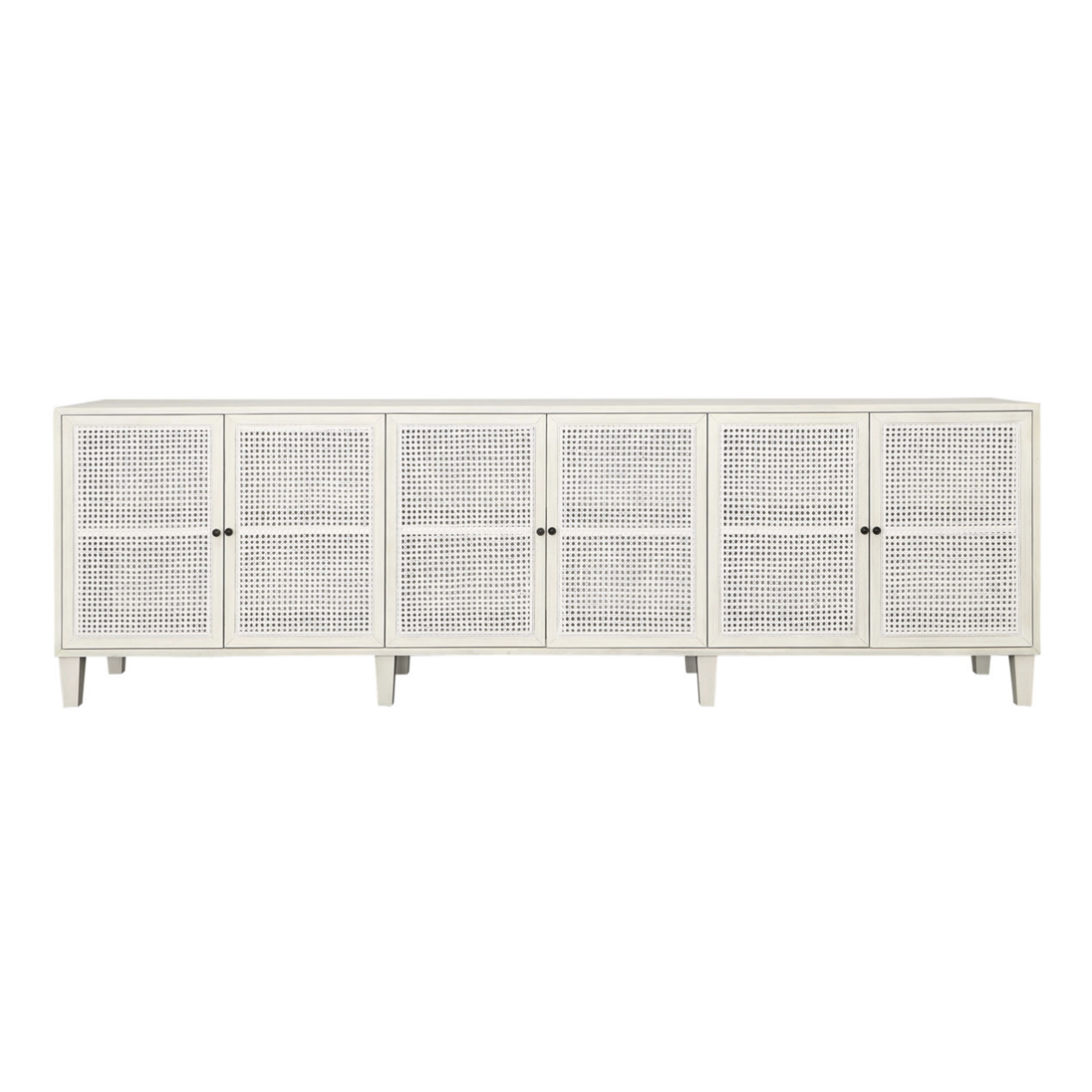Outside The Box 109x18x34 Lugano White Wash Acacia Wood & Cane 6 Door Sideboard