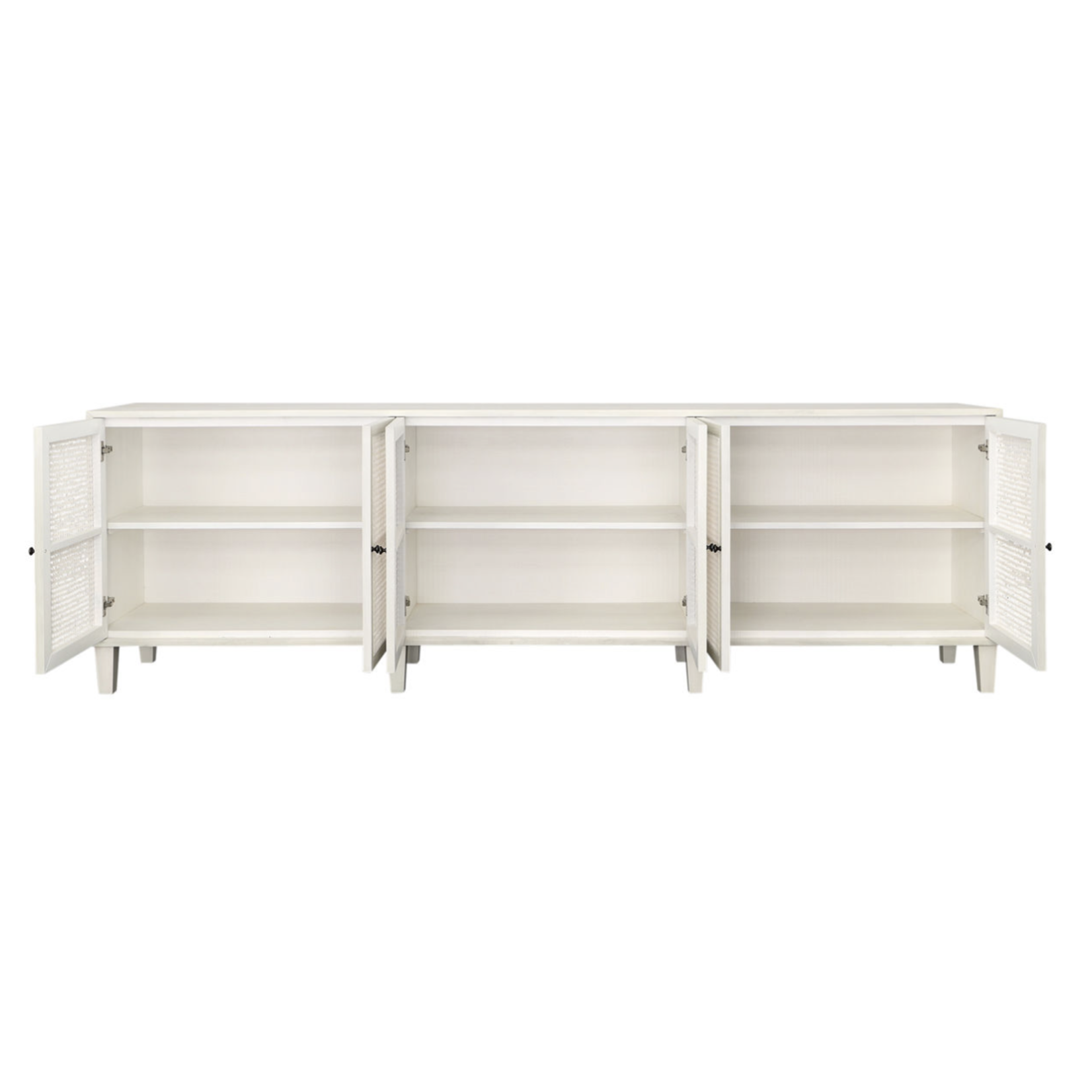 Outside The Box 109x18x34 Lugano White Wash Acacia Wood & Cane 6 Door Sideboard