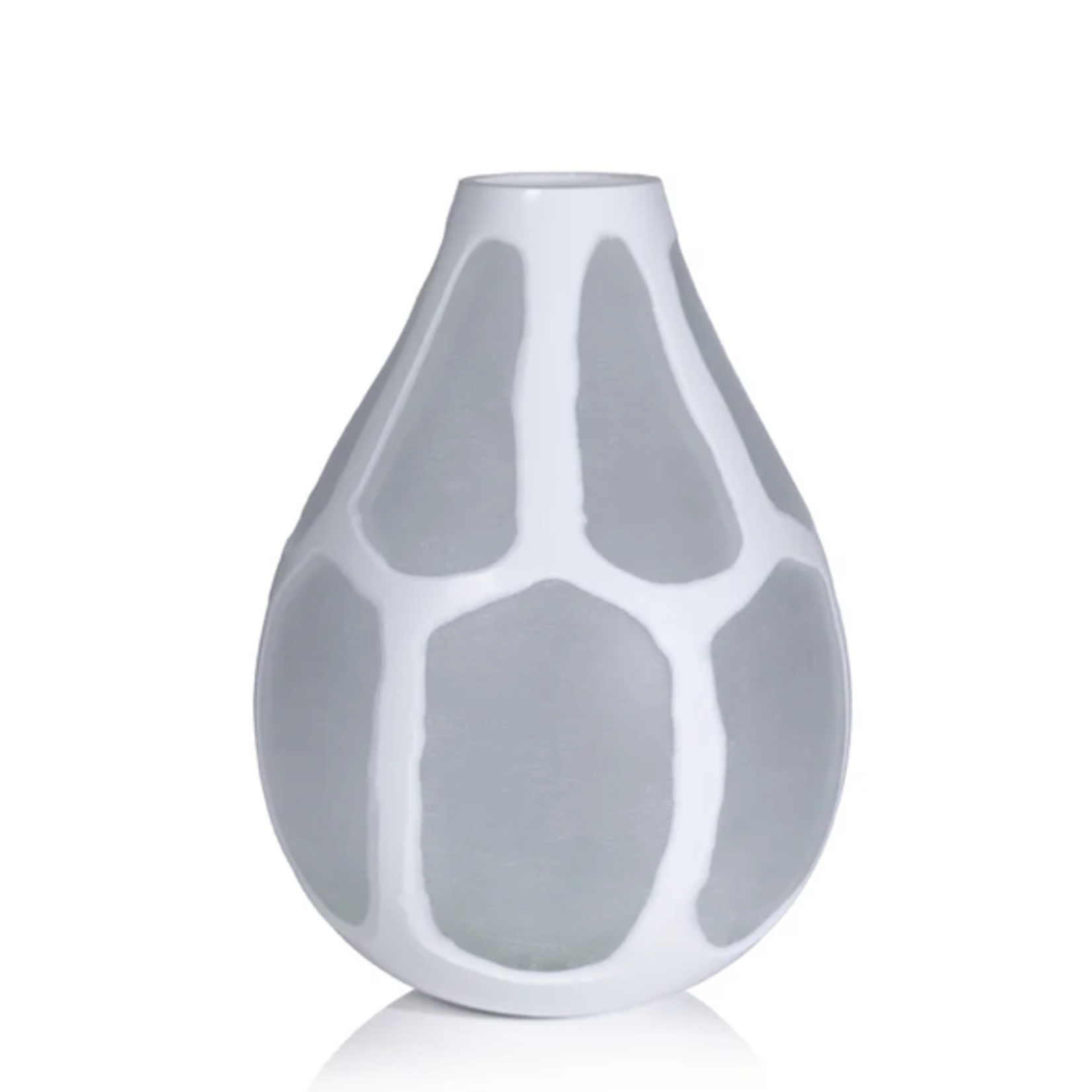 Outside The Box 15" Cape Coral White & Gray Glass Vase