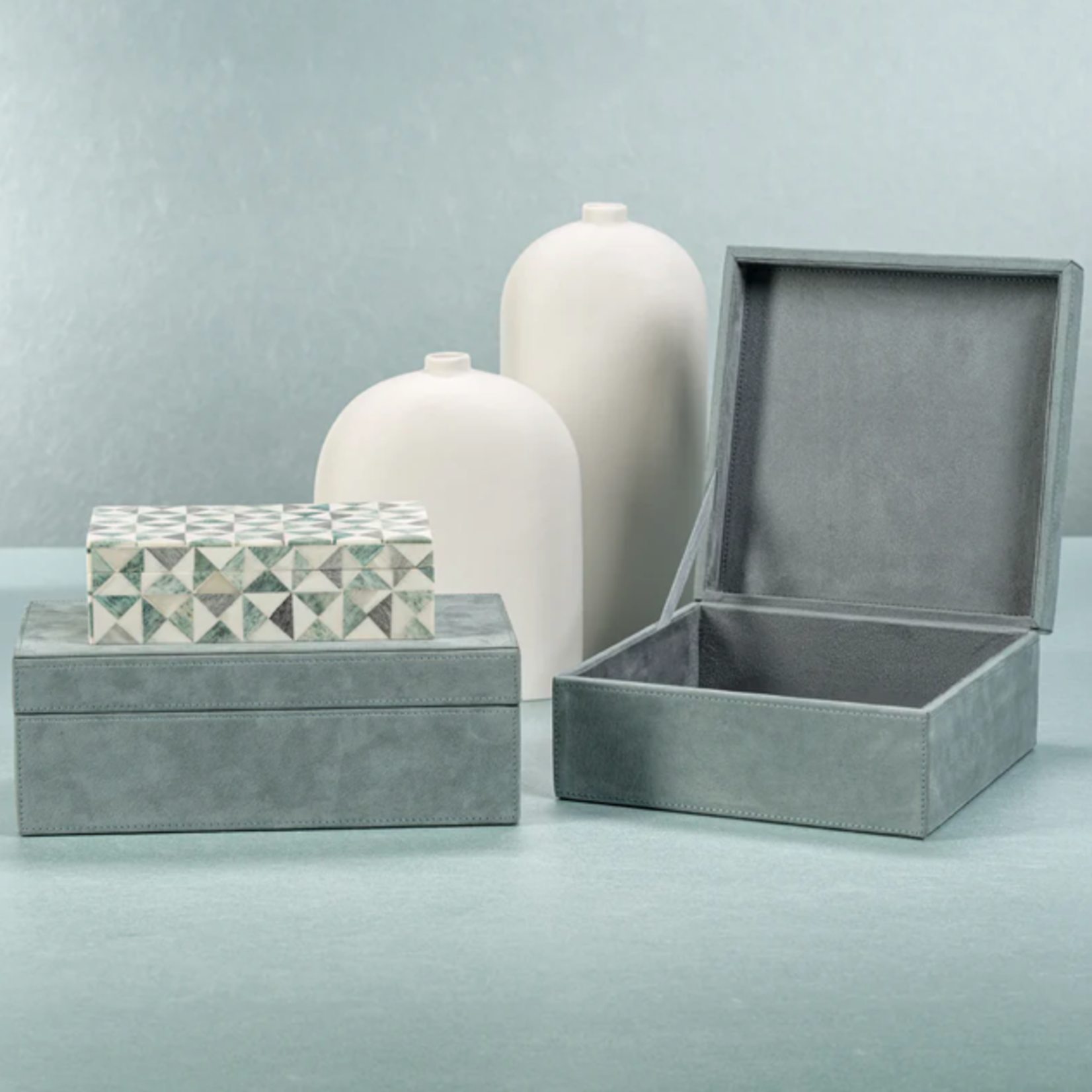 Outside The Box 10x5 Cote D'Azur Blue Suede Lux Box