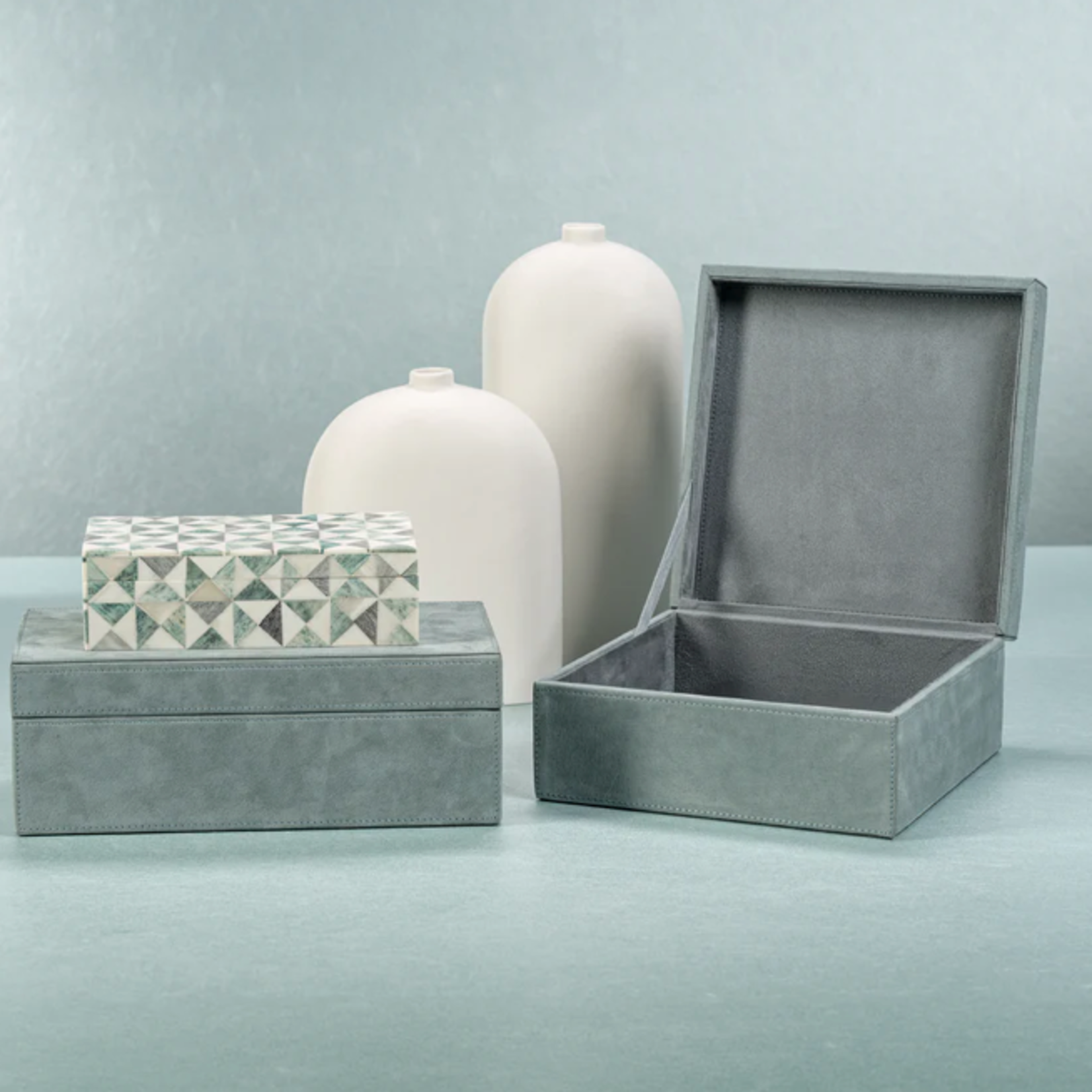 Outside The Box 8x8 Cote D'Azur Blue Suede Lux Box