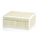 Outside The Box 9x7 Atelier Natural Raffia With White Leather Trim Box
