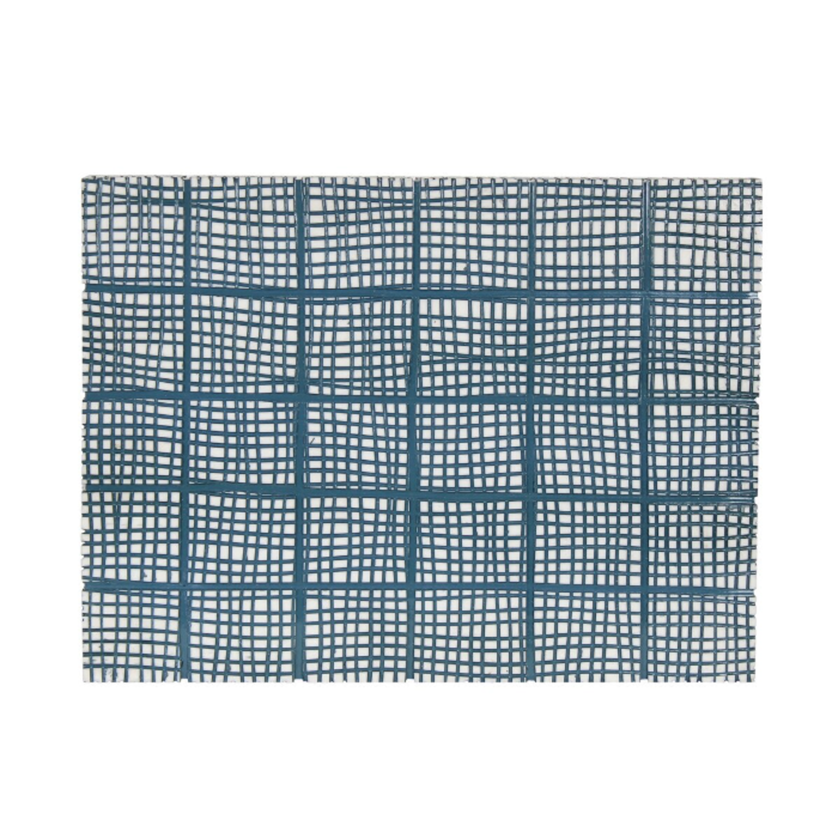 Outside The Box 12" Abstract Blue & Ivory Grid Decorative Box