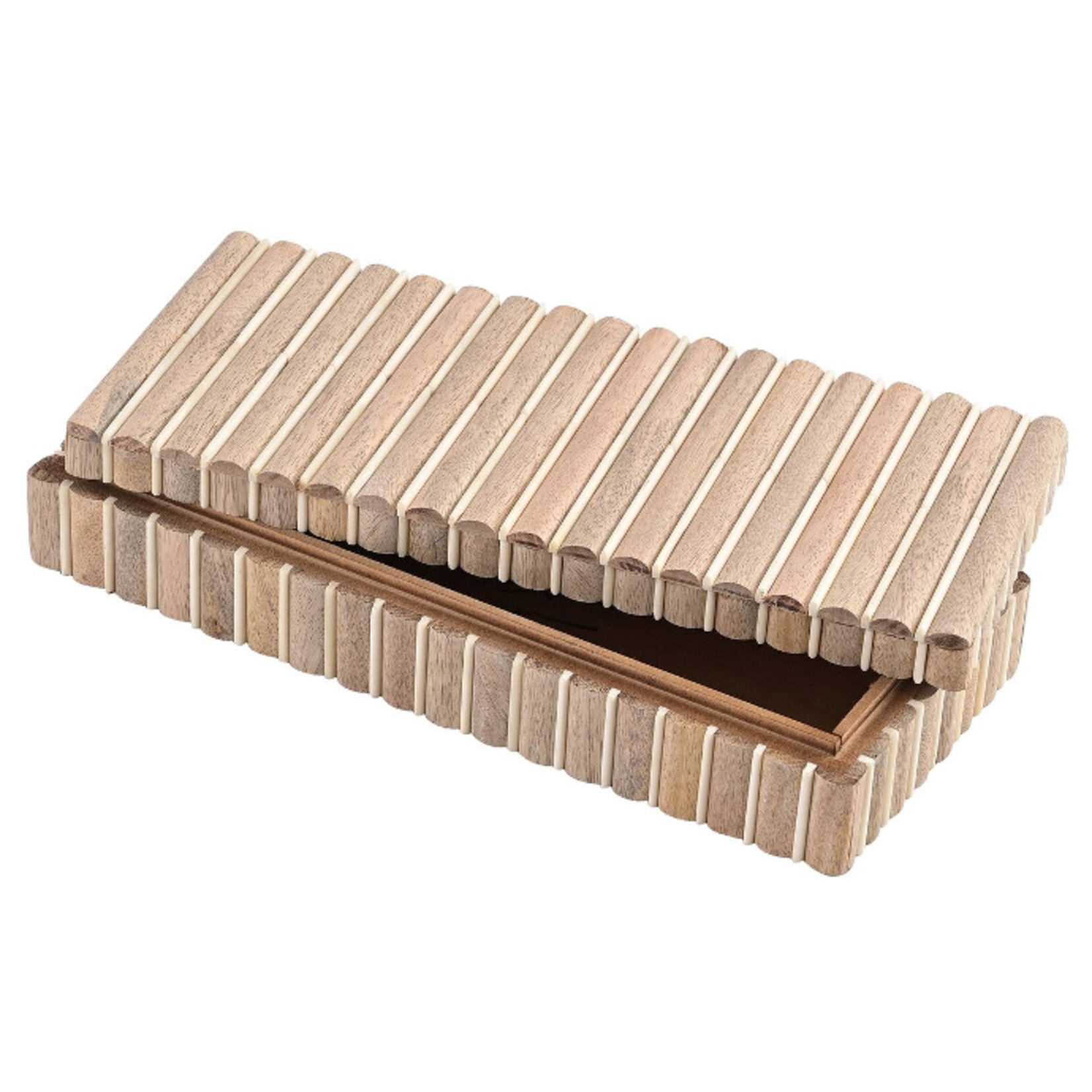 Outside The Box 19" Natural & White Mango Wood Decorative Box