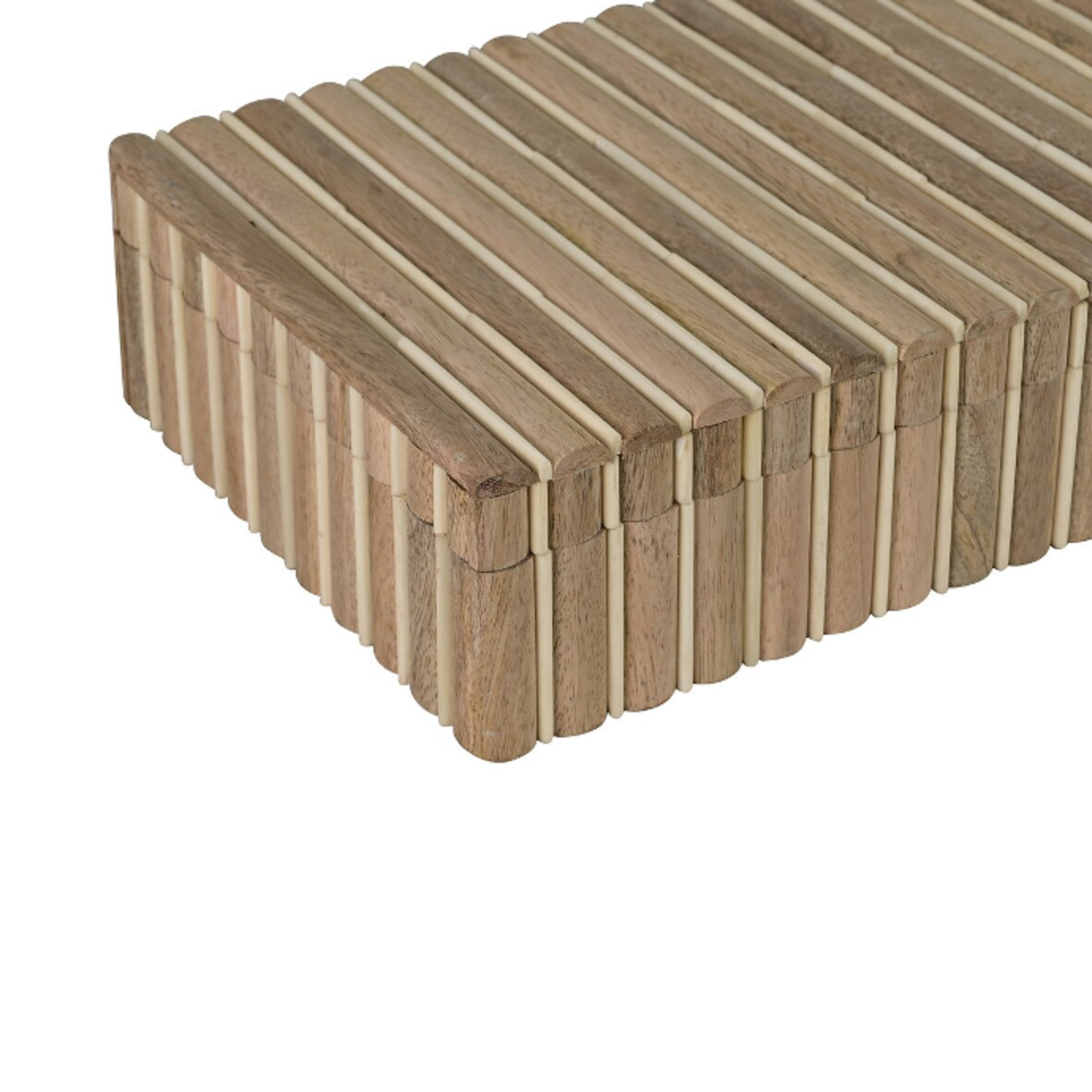 Outside The Box 14" Natural & White Mango Wood Decorative Box
