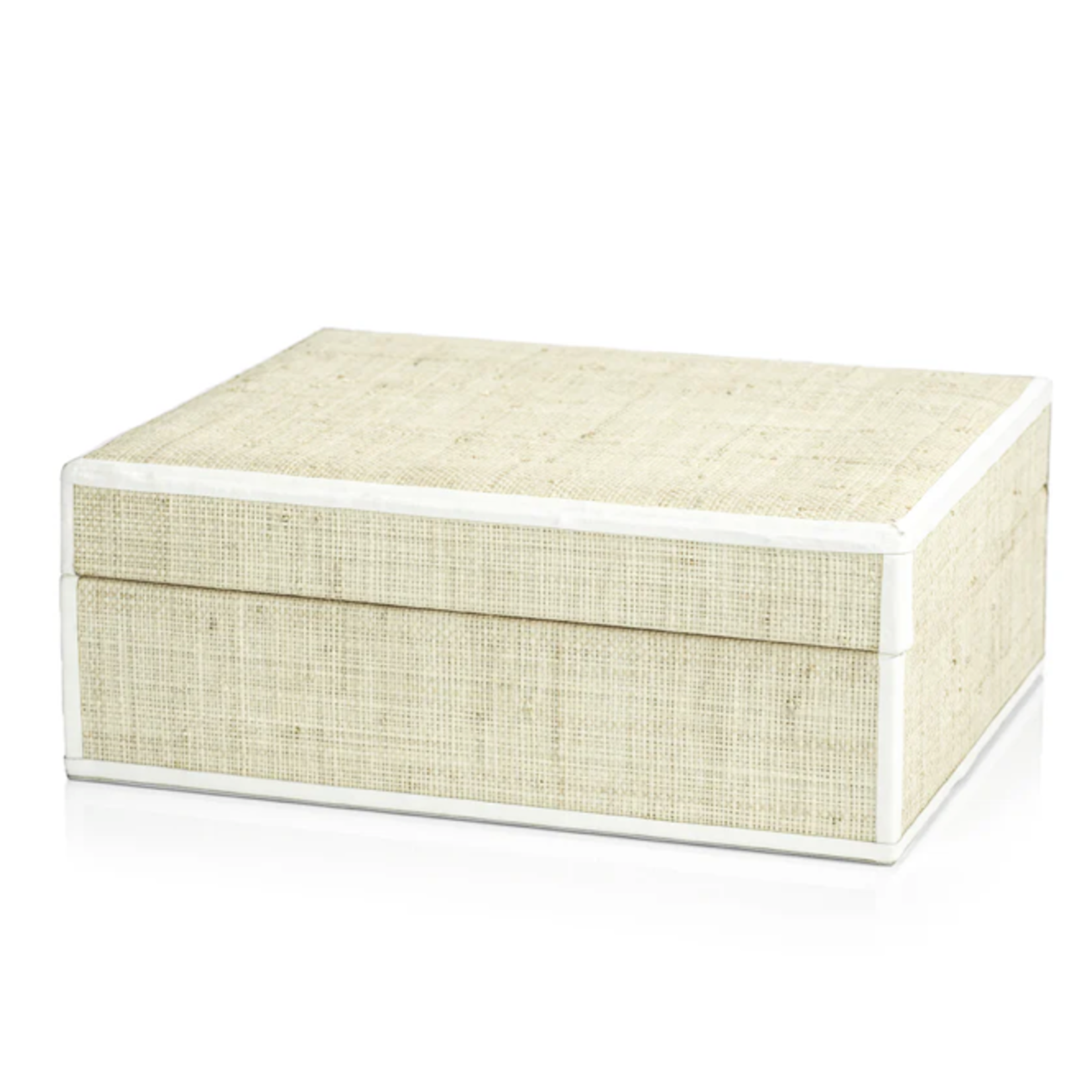 Outside The Box 13x10 Atelier Natural Raffia With White Leather Trim Box