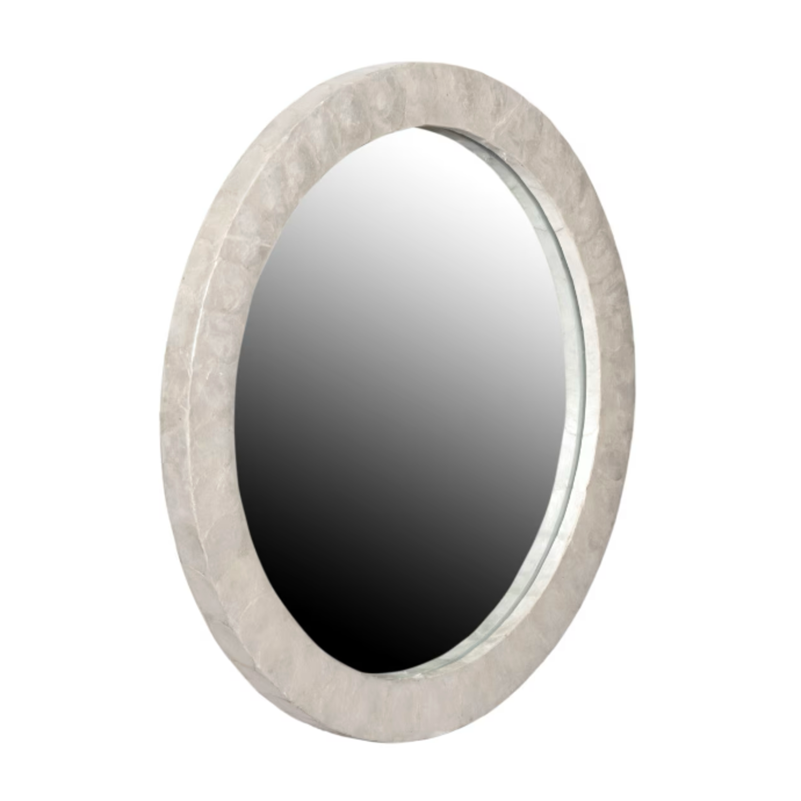 Outside The Box 30" White Capiz Shell Round Mirror