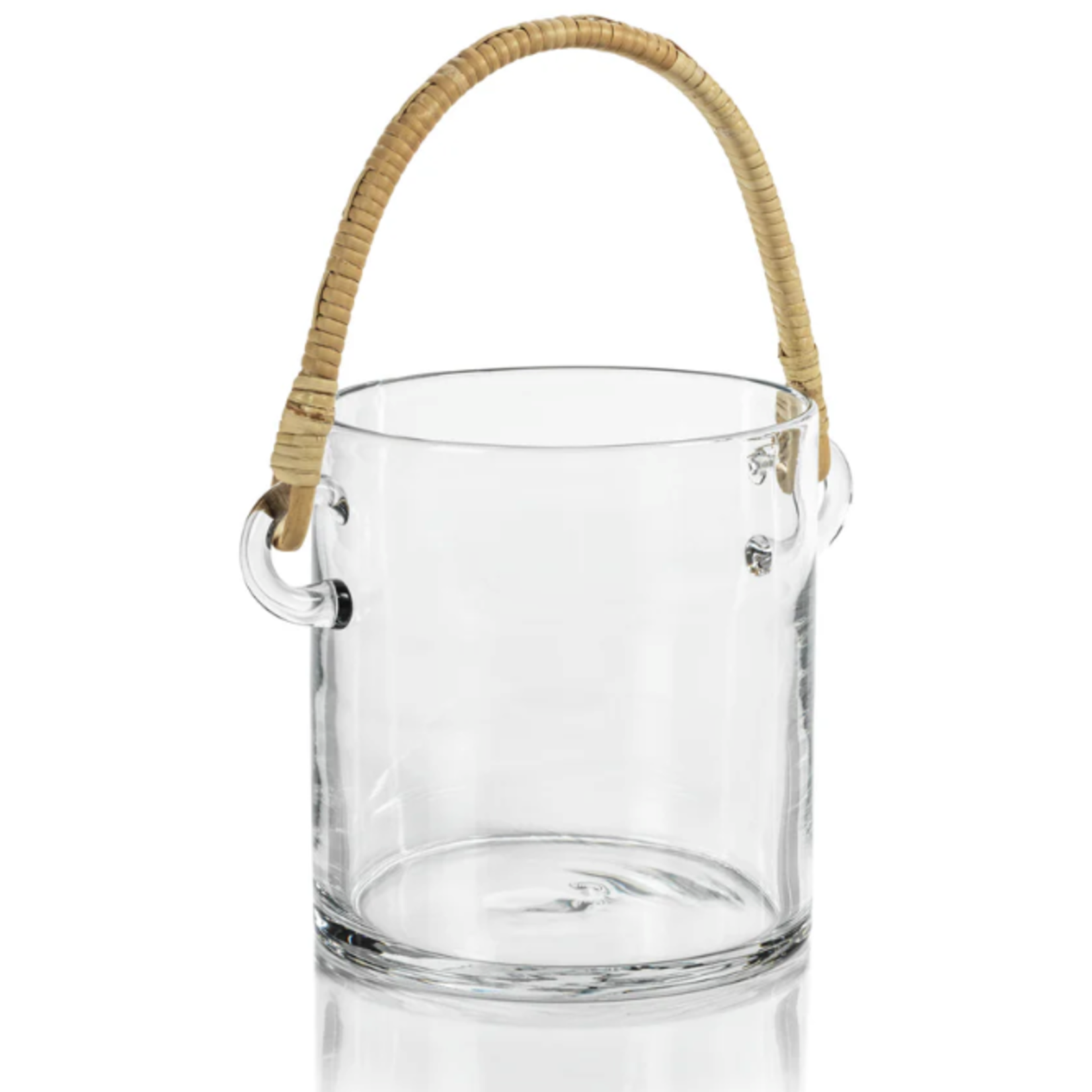 Outside The Box 7" Byblos Glass Ice Bucket With Rattan Handle