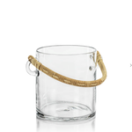 Outside The Box 7" Byblos Glass Ice Bucket With Rattan Handle