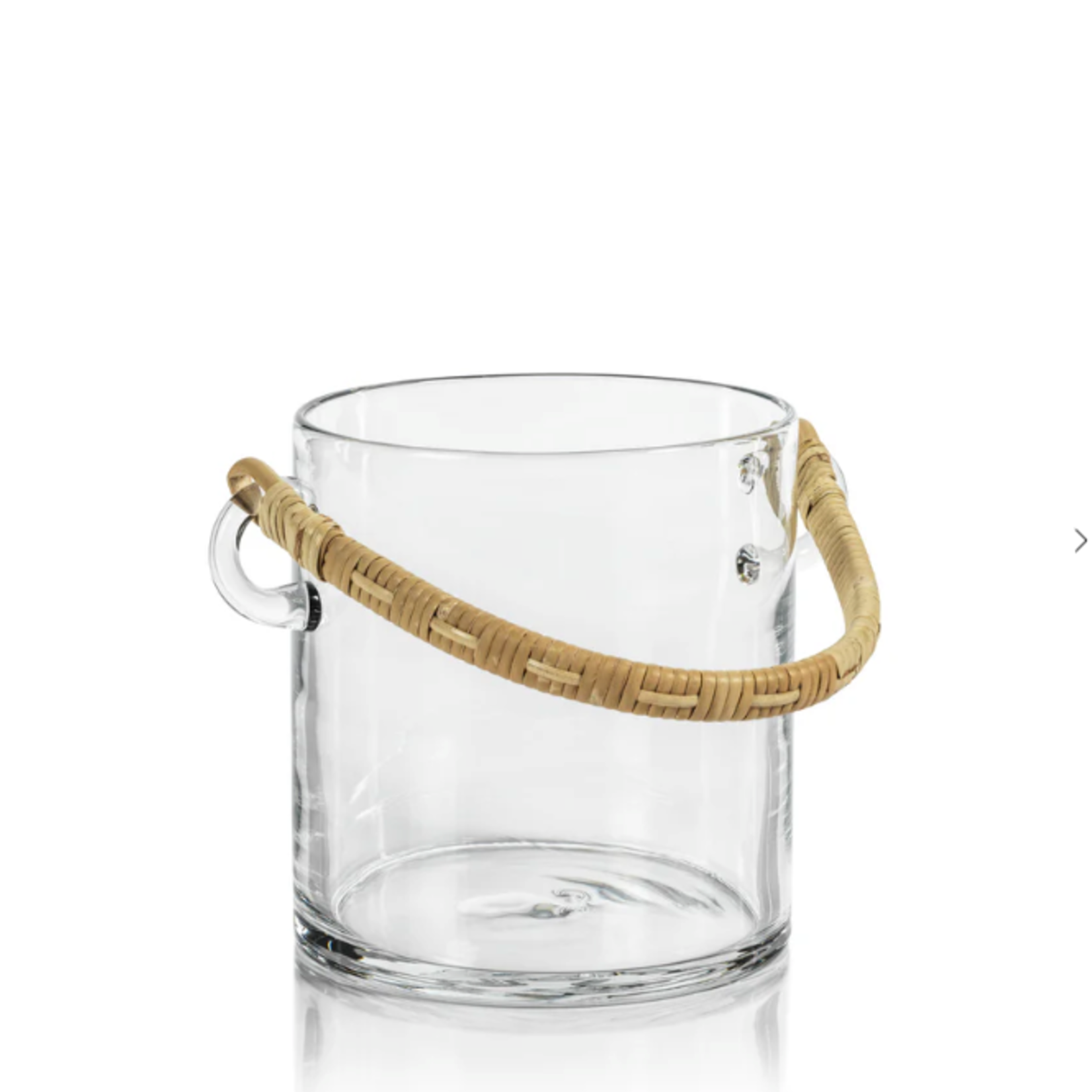 Outside The Box 7" Byblos Glass Ice Bucket With Rattan Handle