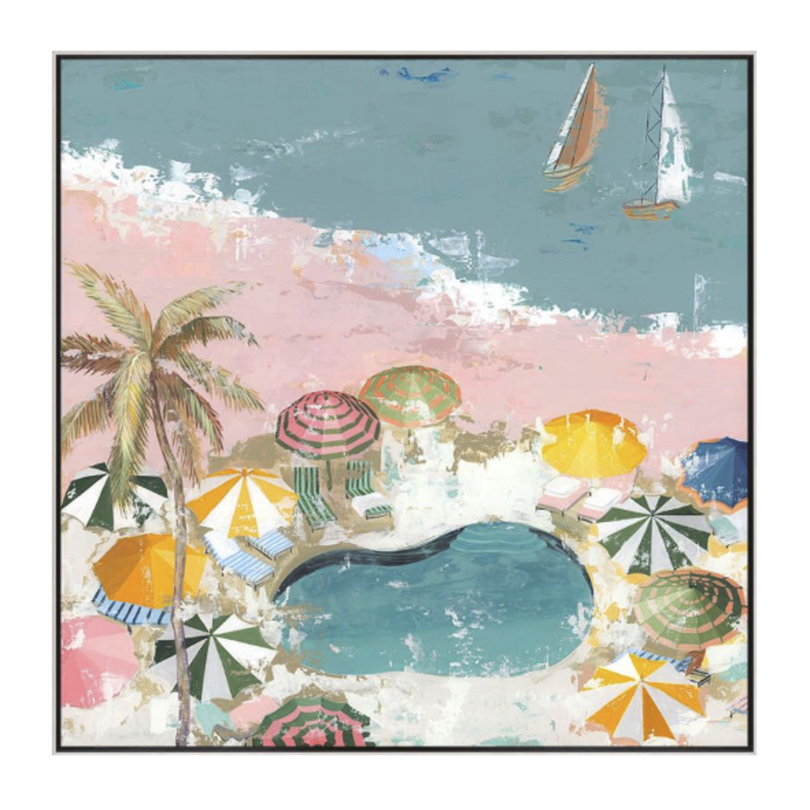 Outside The Box 49x49 Bubblegum Beach I Framed Art