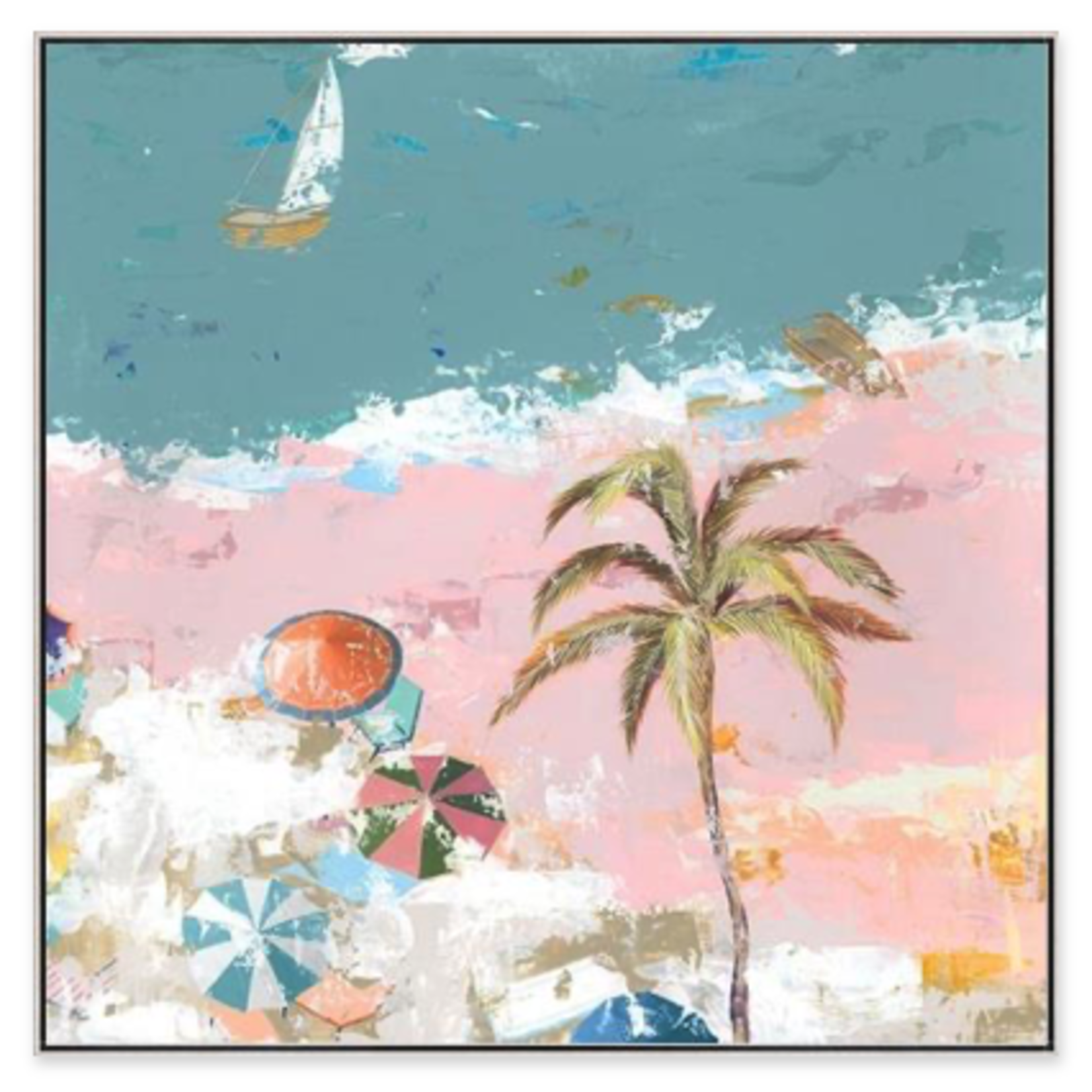 Outside The Box 49x49 Bubblegum Beach IV Framed Art