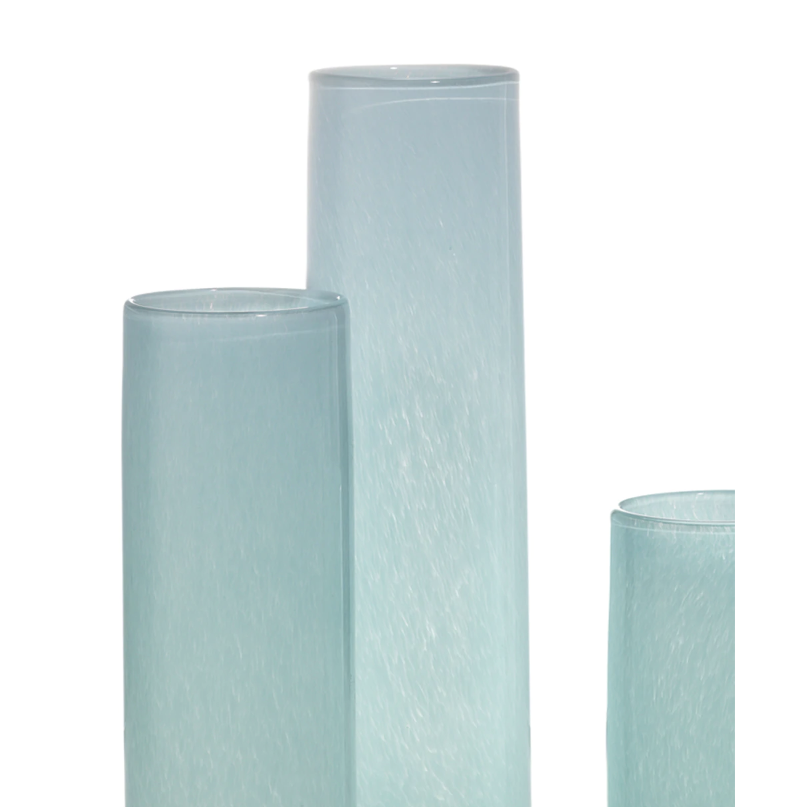 Outside The Box 8", 12" & 16" Set Of 3 Gwendolyn Hand Blown Vases In Sky Blue