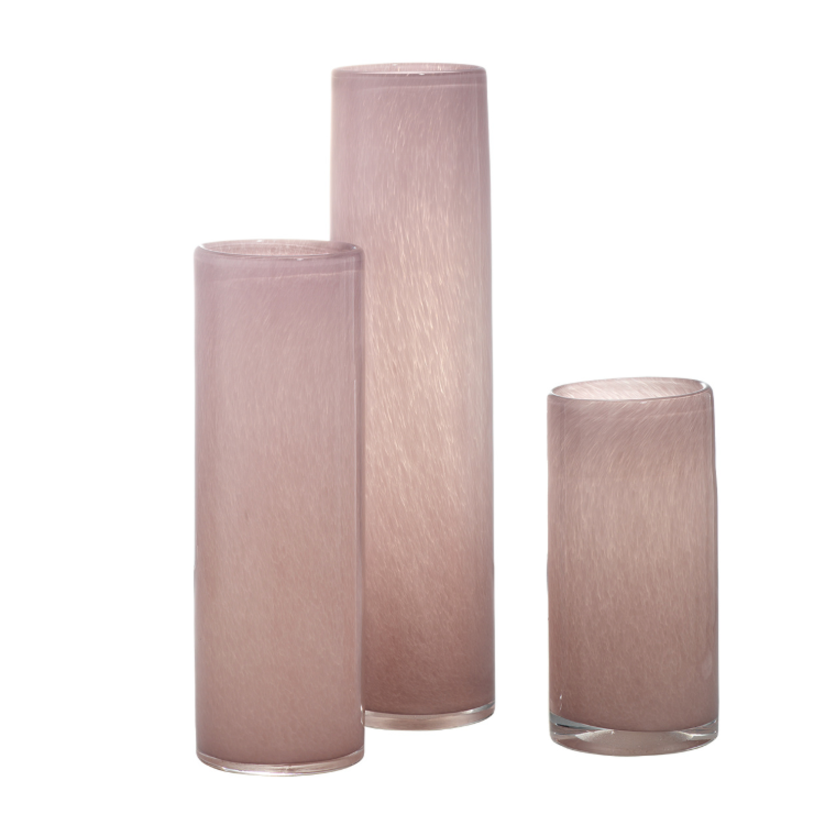 Outside The Box 8", 12" & 16" Gwendolyn Hand Blown Vases In Pink Salt