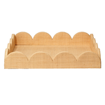 Outside The Box 23" Wonderland Scalloped Natural Raffia Square Tray