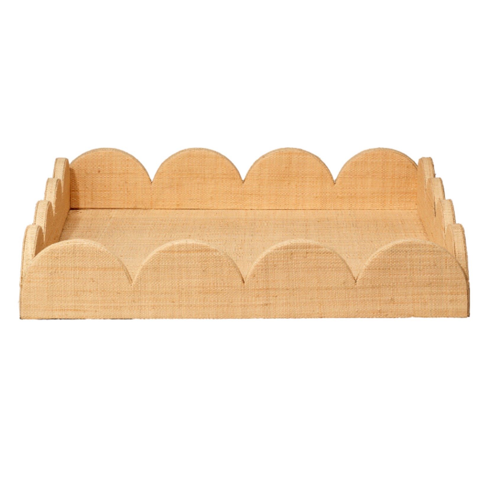 Outside The Box 23" Wonderland Scalloped Natural Raffia Square Tray