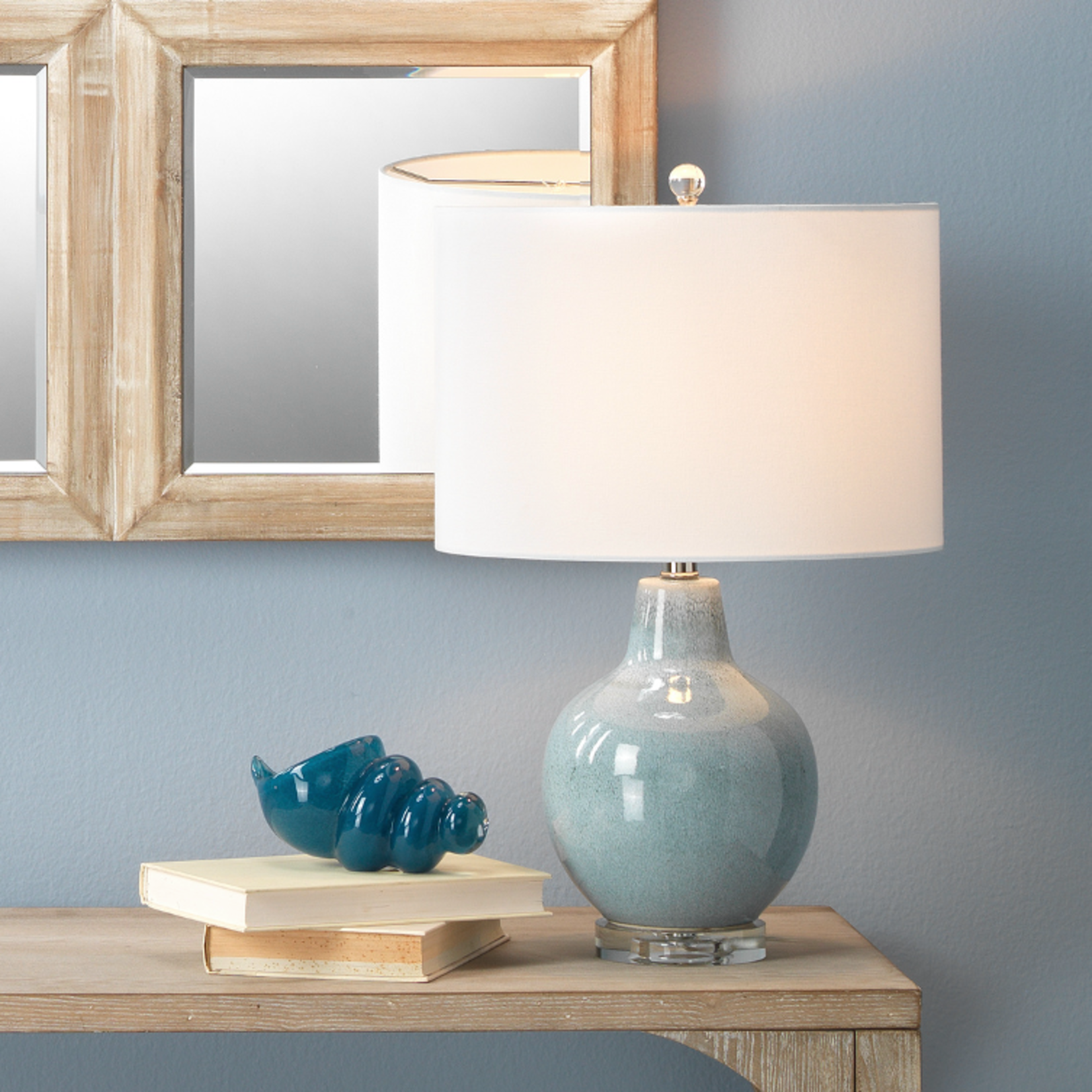 Outside The Box 8" Ariel Dark Blue Hand Blown Glass Shell Decor