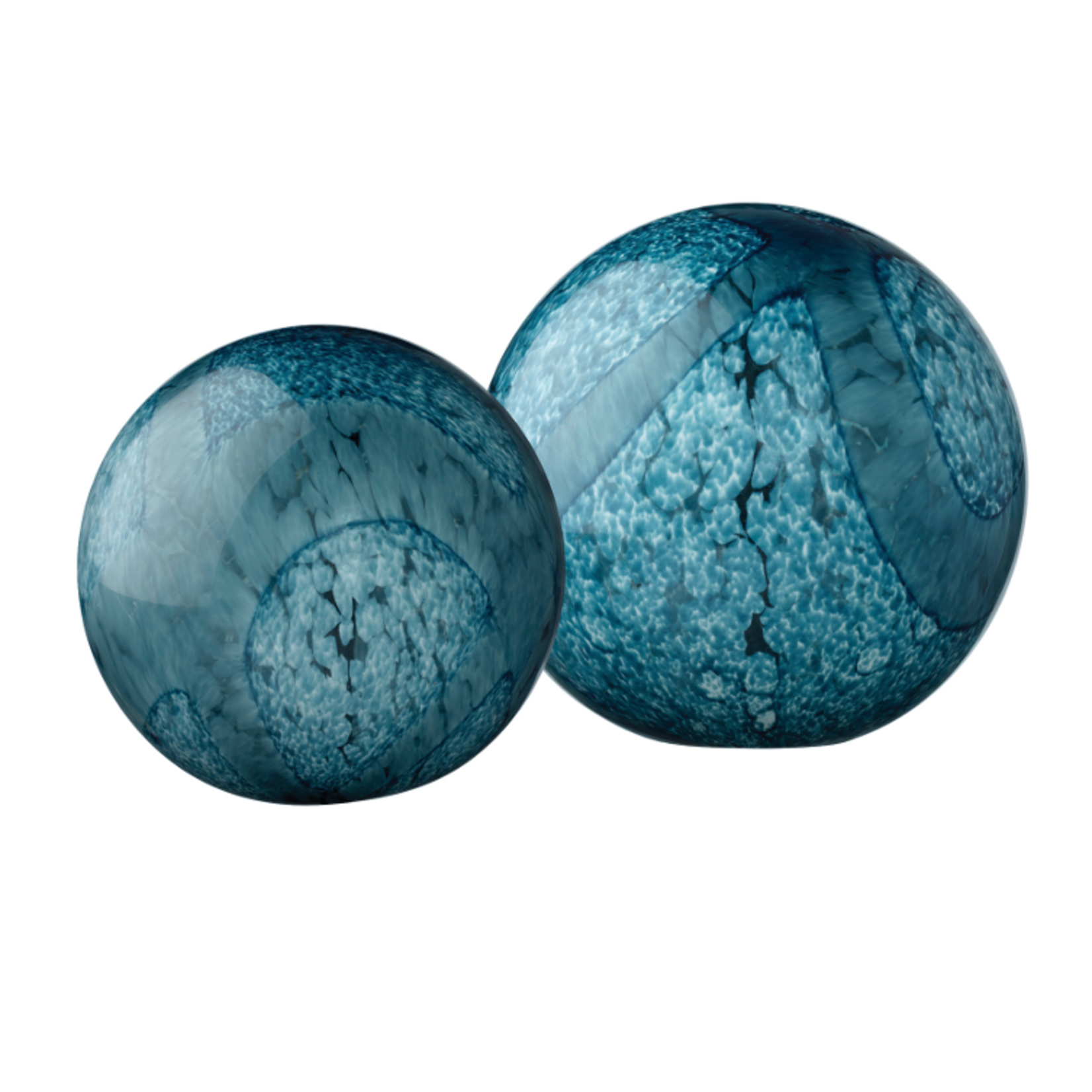 Outside The Box 9" & 7" Set of 2 Cosmo Hand Blown Glass Spheres In Indigo