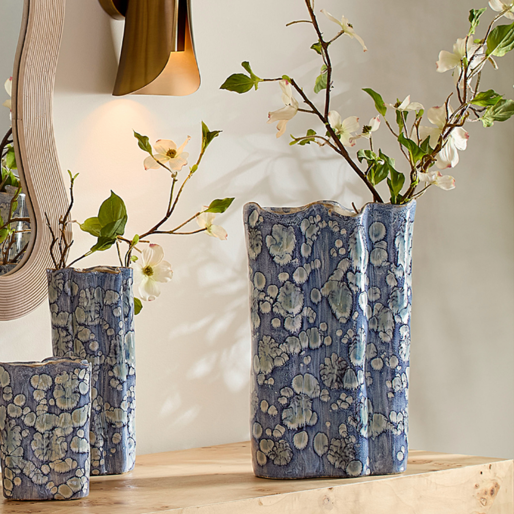 Outside The Box 16" Cloud Blue & White Ceramic Vase