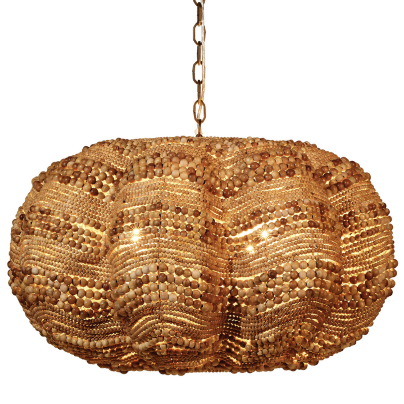 Outside The Box 22" Clam Shell Mango Wood Beads Chandelier In Natural