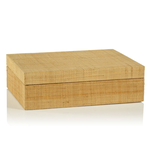 Outside The Box 13x10x4 Bungalow Grasscloth Wrapped Wood Box W / Suede Interior
