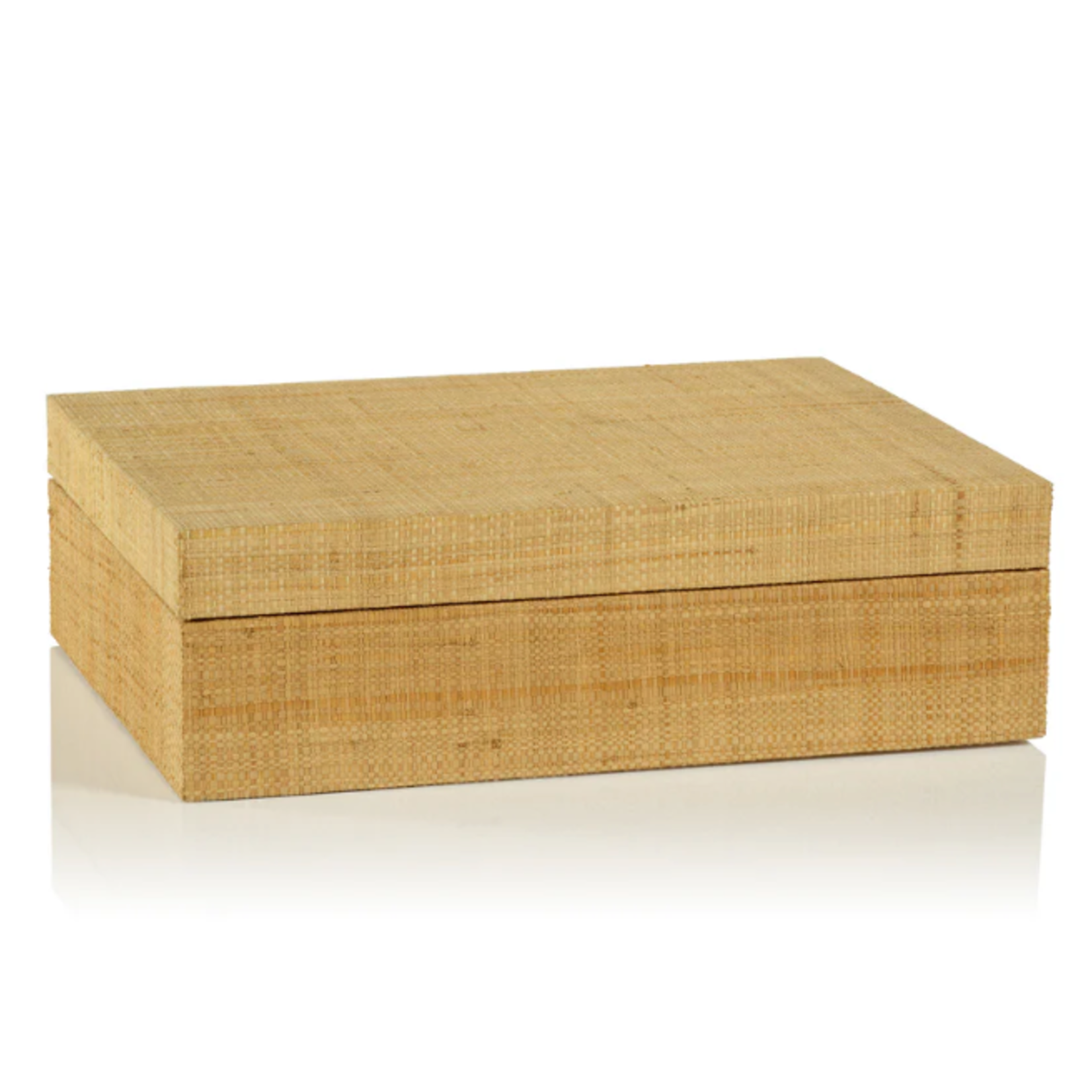 Outside The Box 13x10x4 Bungalow Grasscloth Wrapped Wood Box W / Suede Interior