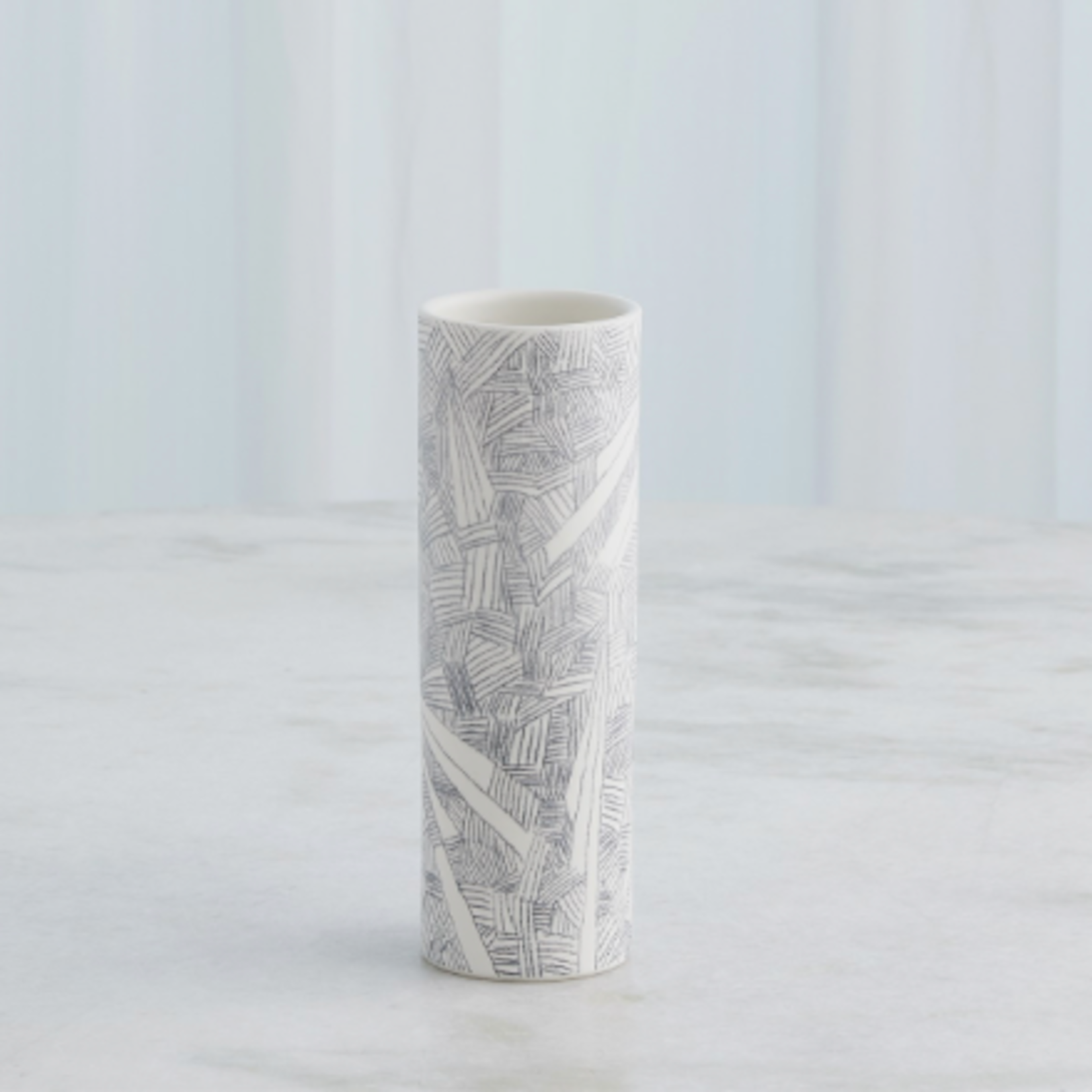 Outside The Box 10" Searchlight Black & White Pencil Drawing Vase