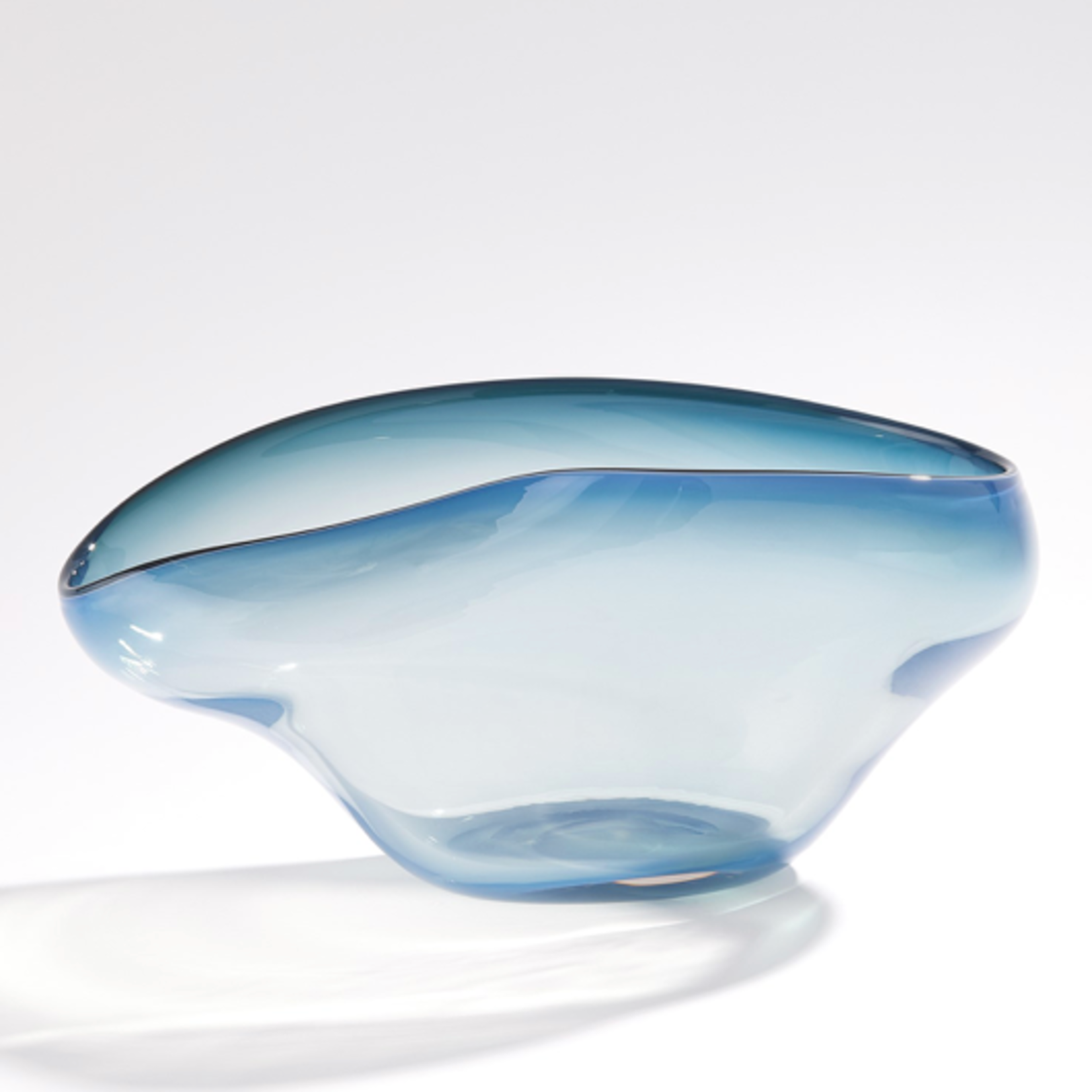 Outside The Box 17" Harmony Dark Blue Hand Blown Glass Bowl