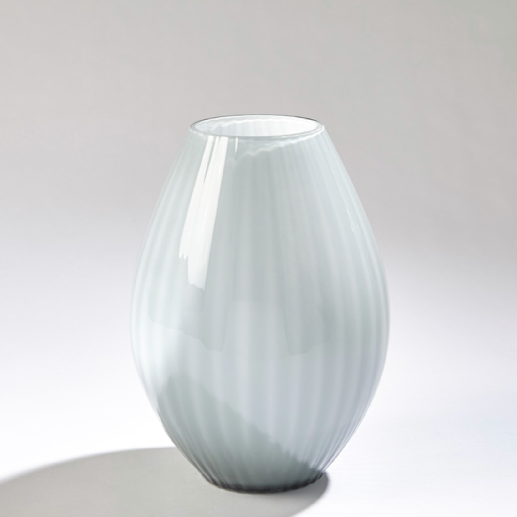 Outside The Box 10" Optic Blue & Gray Cased Hand Blown Glass Vase