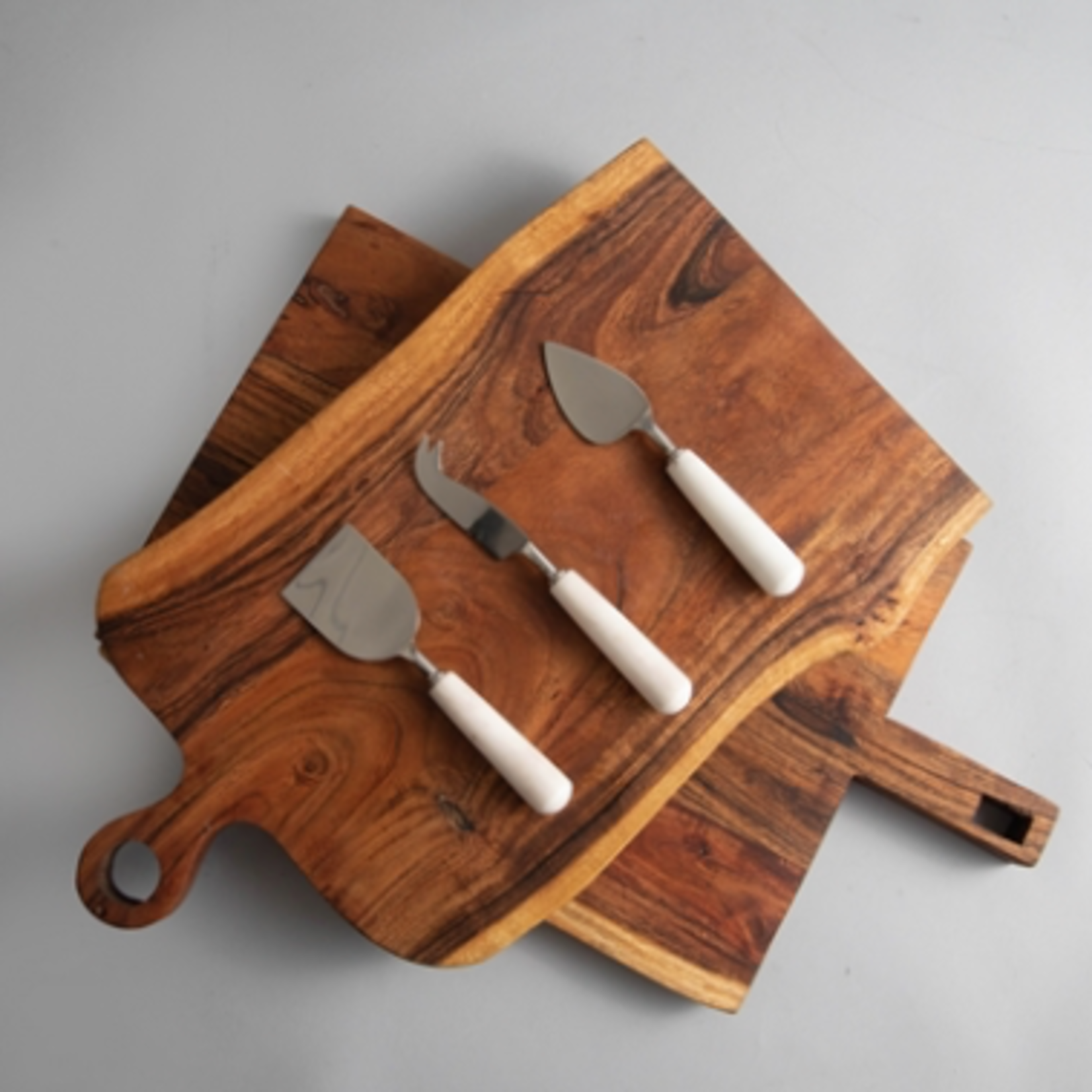 Outside The Box 7" Set Of 3 Stainless Steel & Marble Handle Charcuterie / Cheese Knives