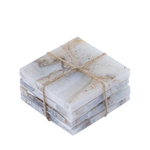 Outside The Box 4" Set Of 4 White Agate Square Coasters