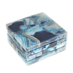 Outside The Box 4" Set Of 4 Blue Agate Square Coasters