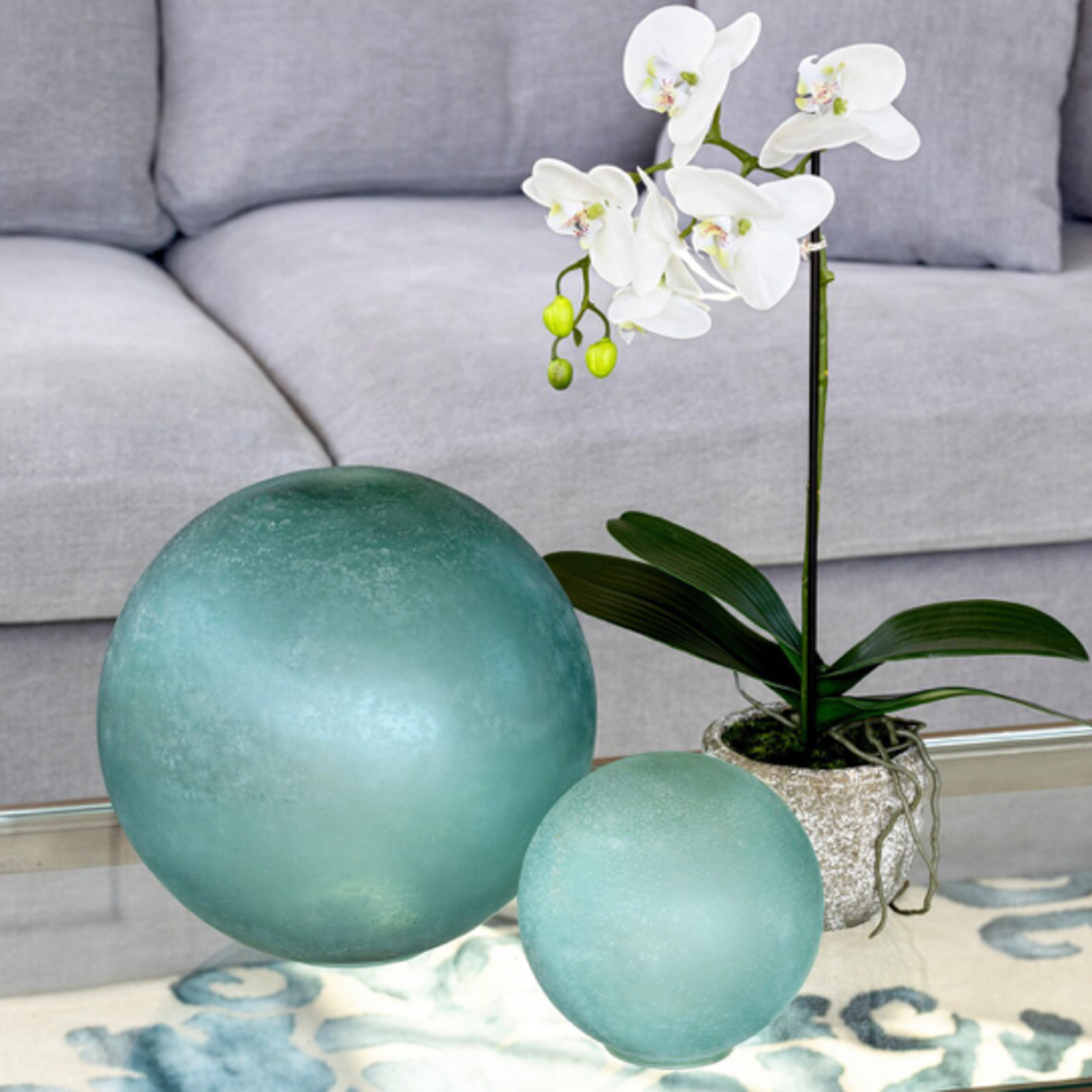 Outside The Box 10" Turquoise Sea Glass Decorative Orb