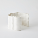 Outside The Box 12" 3D Crescent Matte White Ceramic Vase