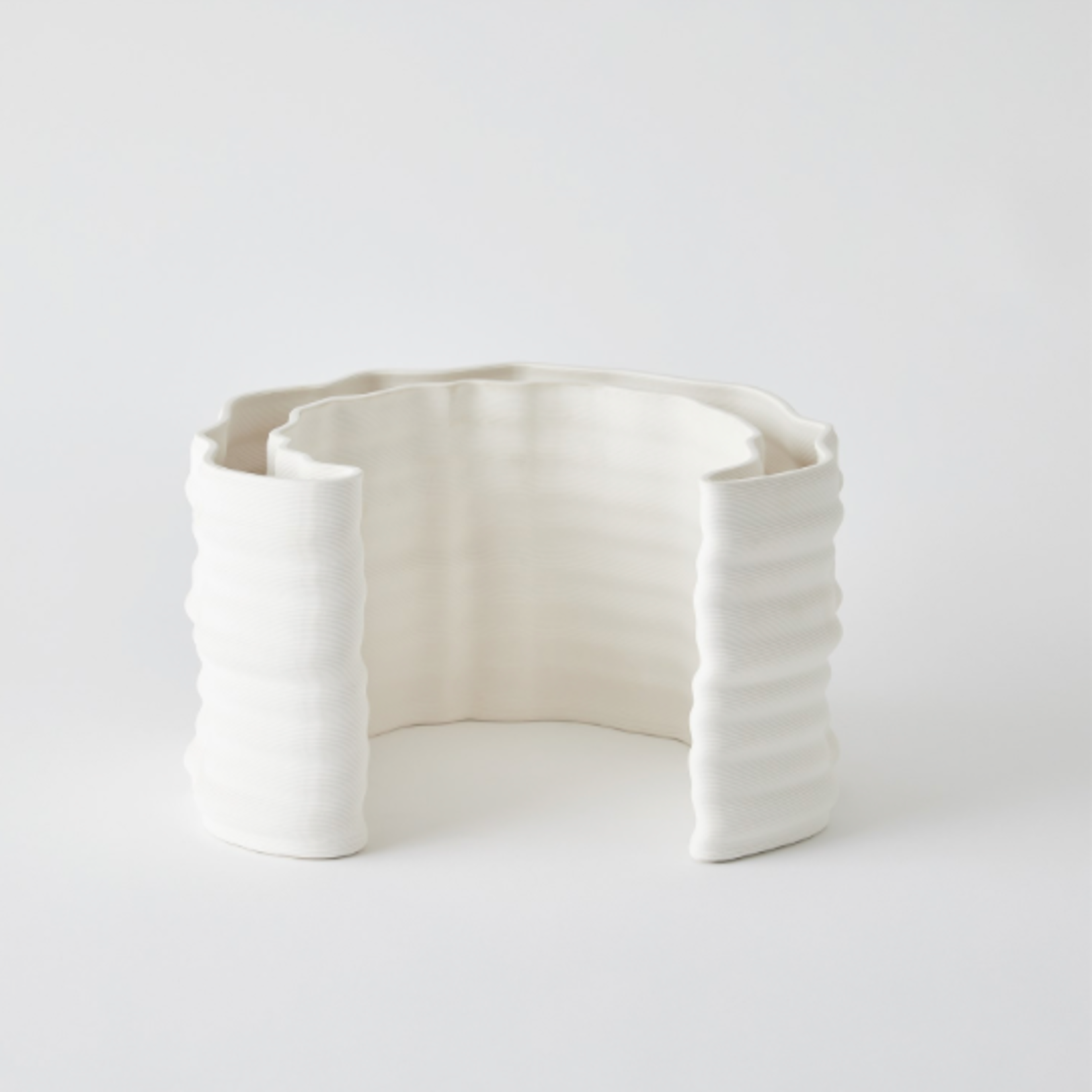 Outside The Box 12" 3D Crescent Matte White Ceramic Vase