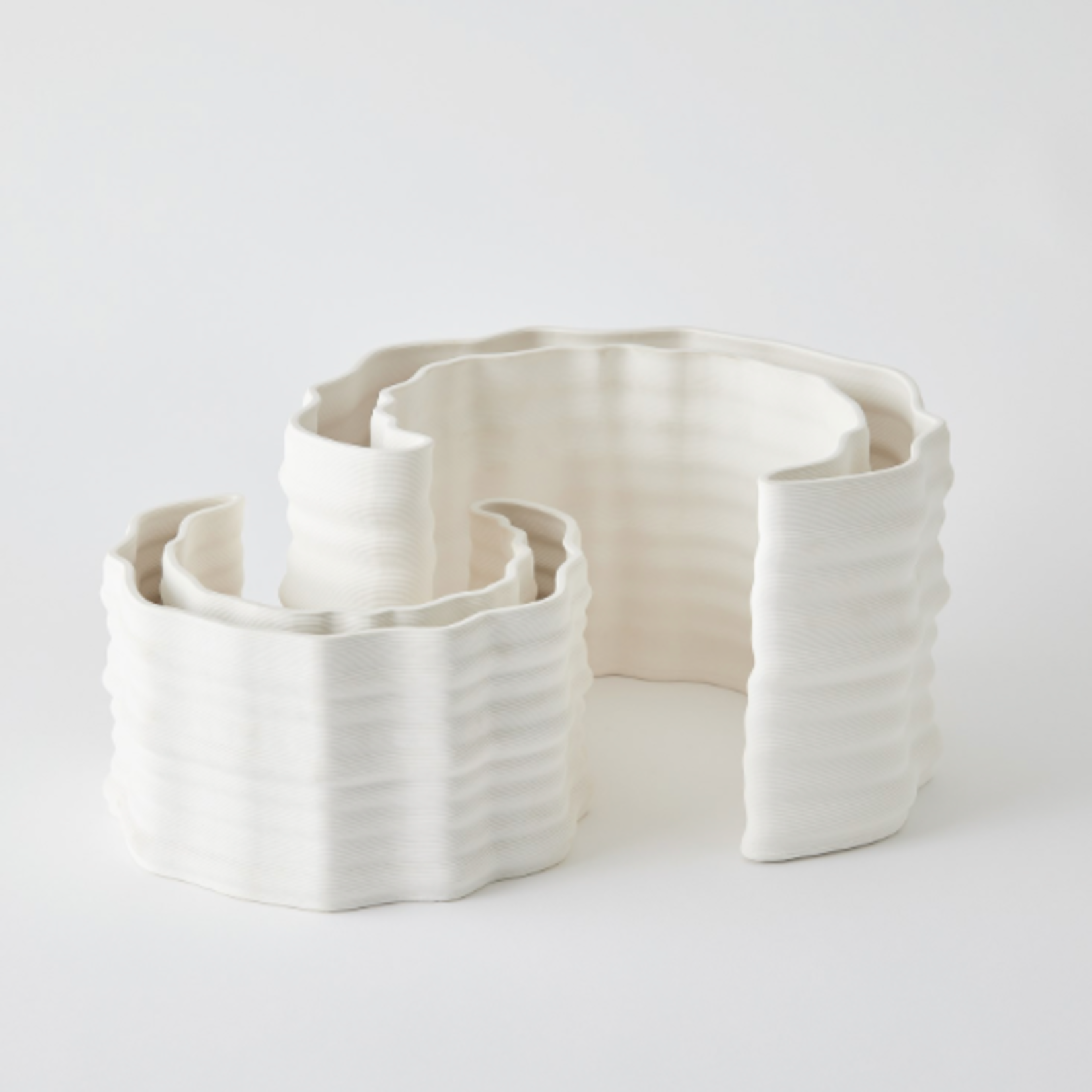 Outside The Box 12" 3D Crescent Matte White Ceramic Vase
