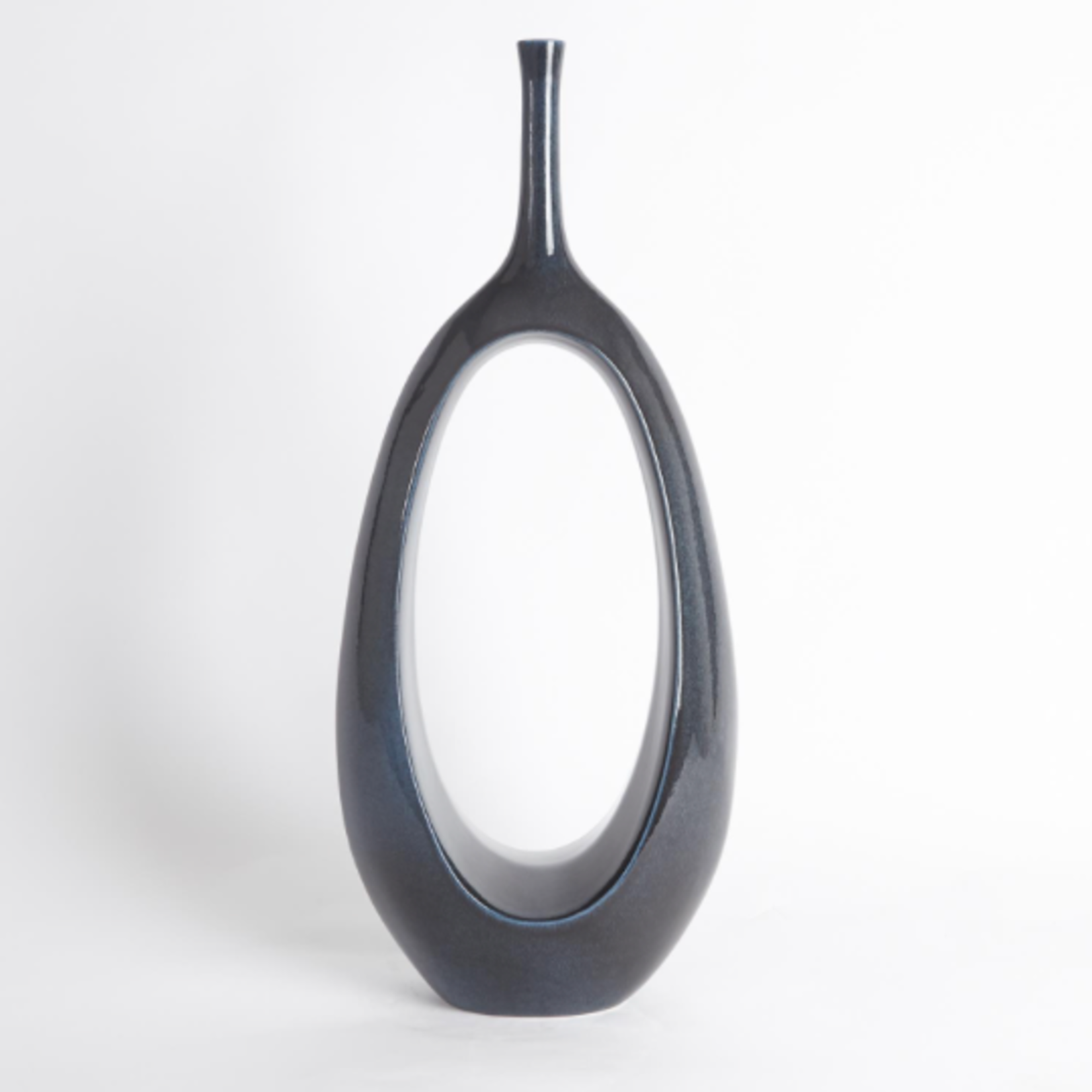 Outside The Box 22" Celestial Dark Teal & Navy Open Oval Ring Vase