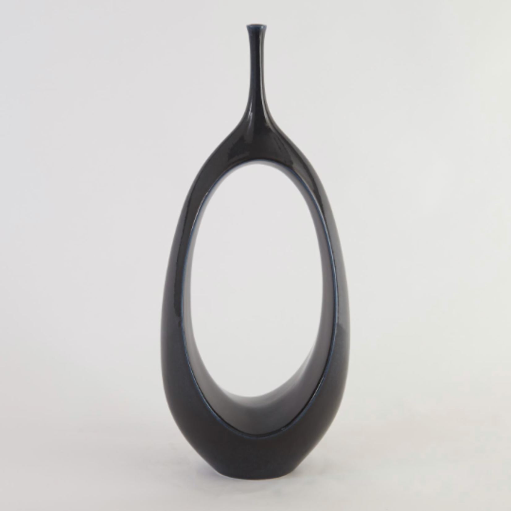 Outside The Box 30" Celestial Dark Teal & Navy Open Oval Ring Vase