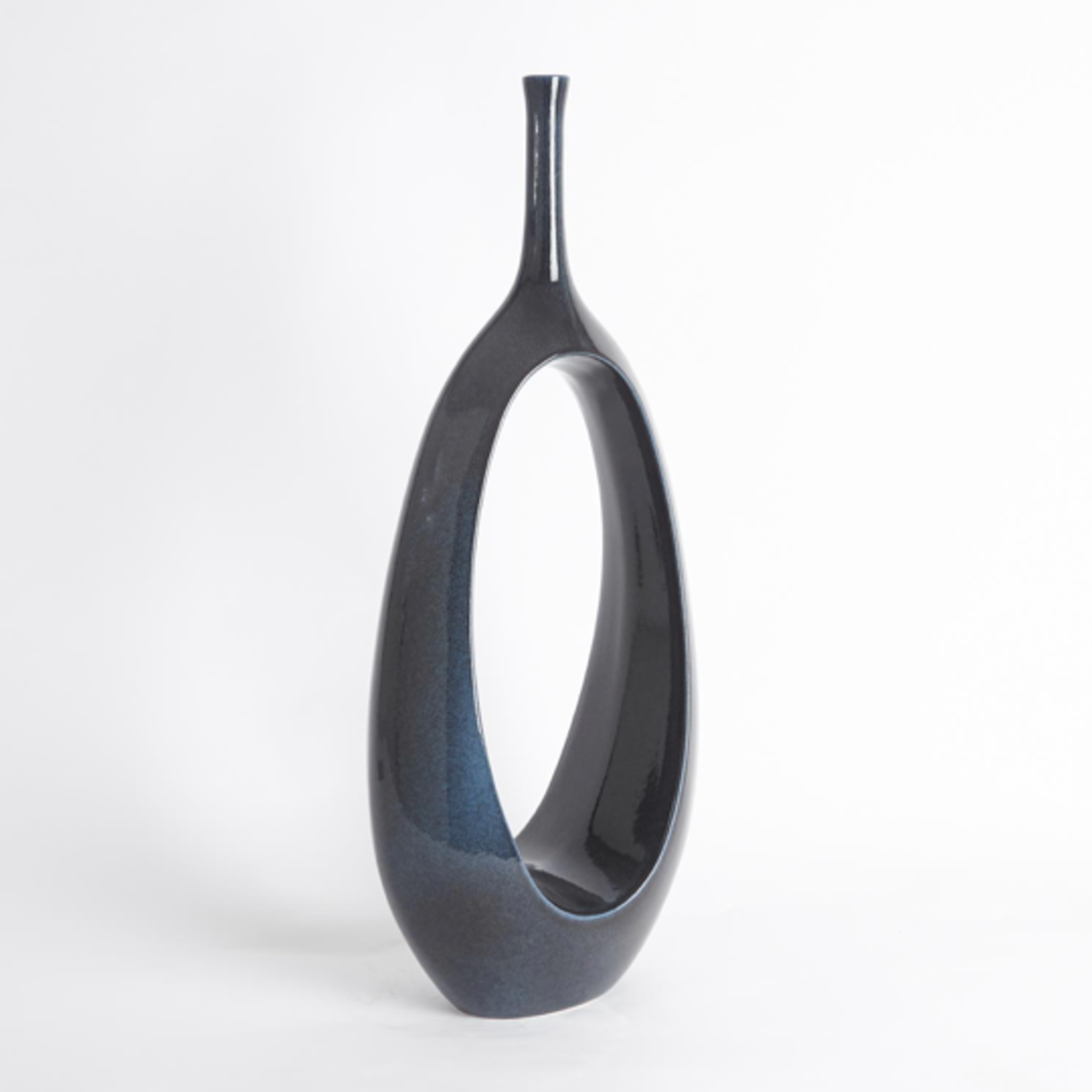 Outside The Box 30" Celestial Dark Teal & Navy Open Oval Ring Vase