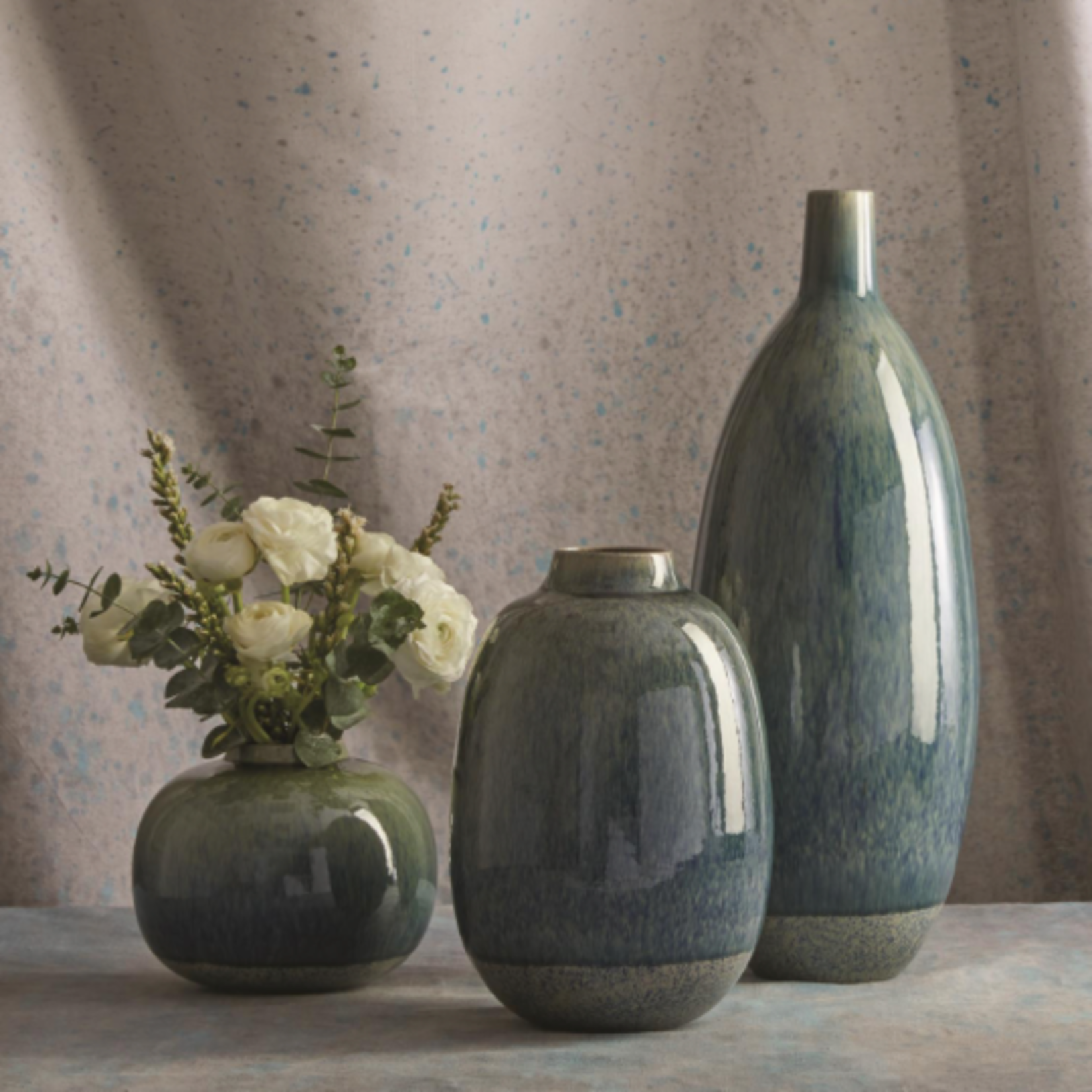 Outside The Box 21" Tidal Sea & Sand Glazed Vase