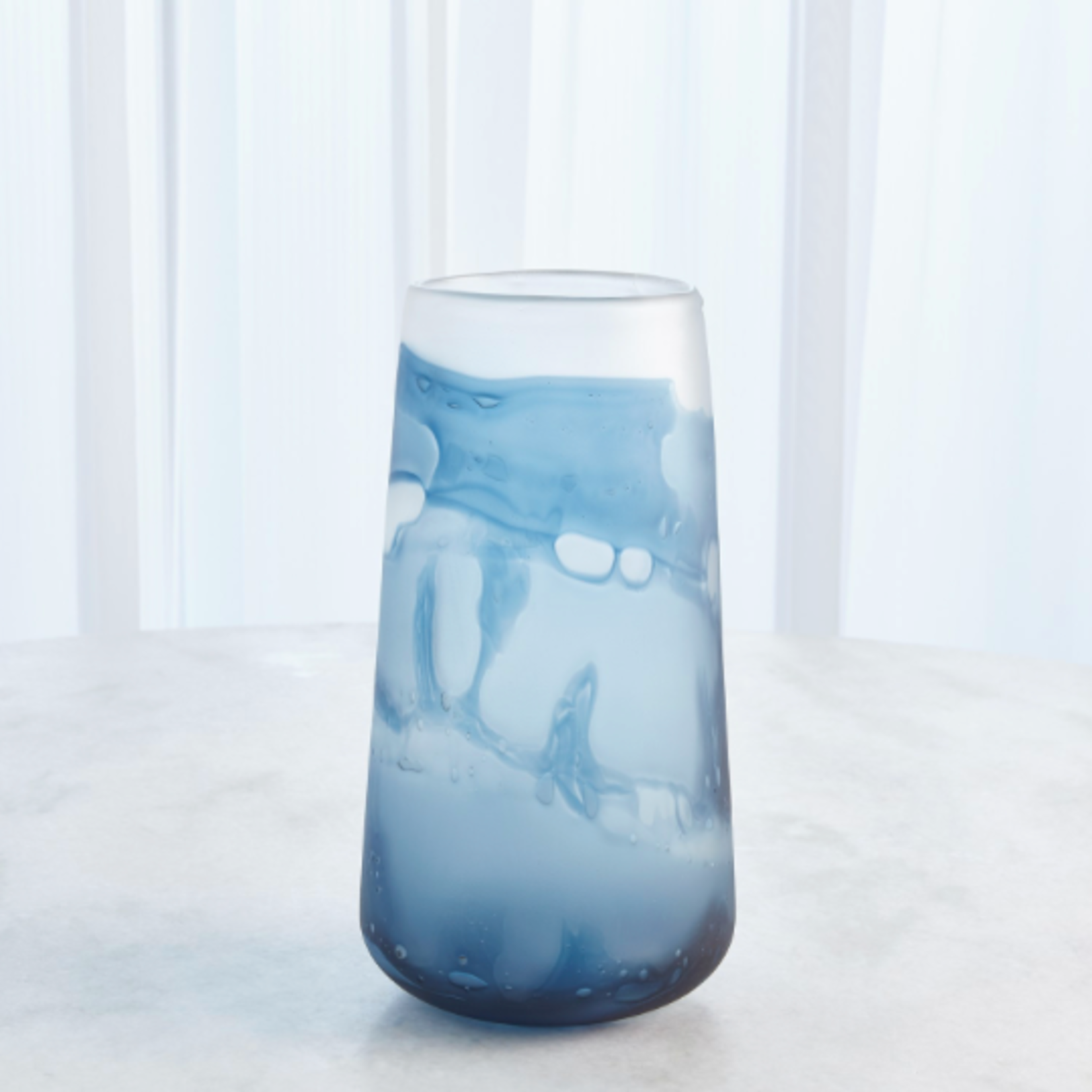Outside The Box 13" Glacier Blue Hand Blown Glass Vase