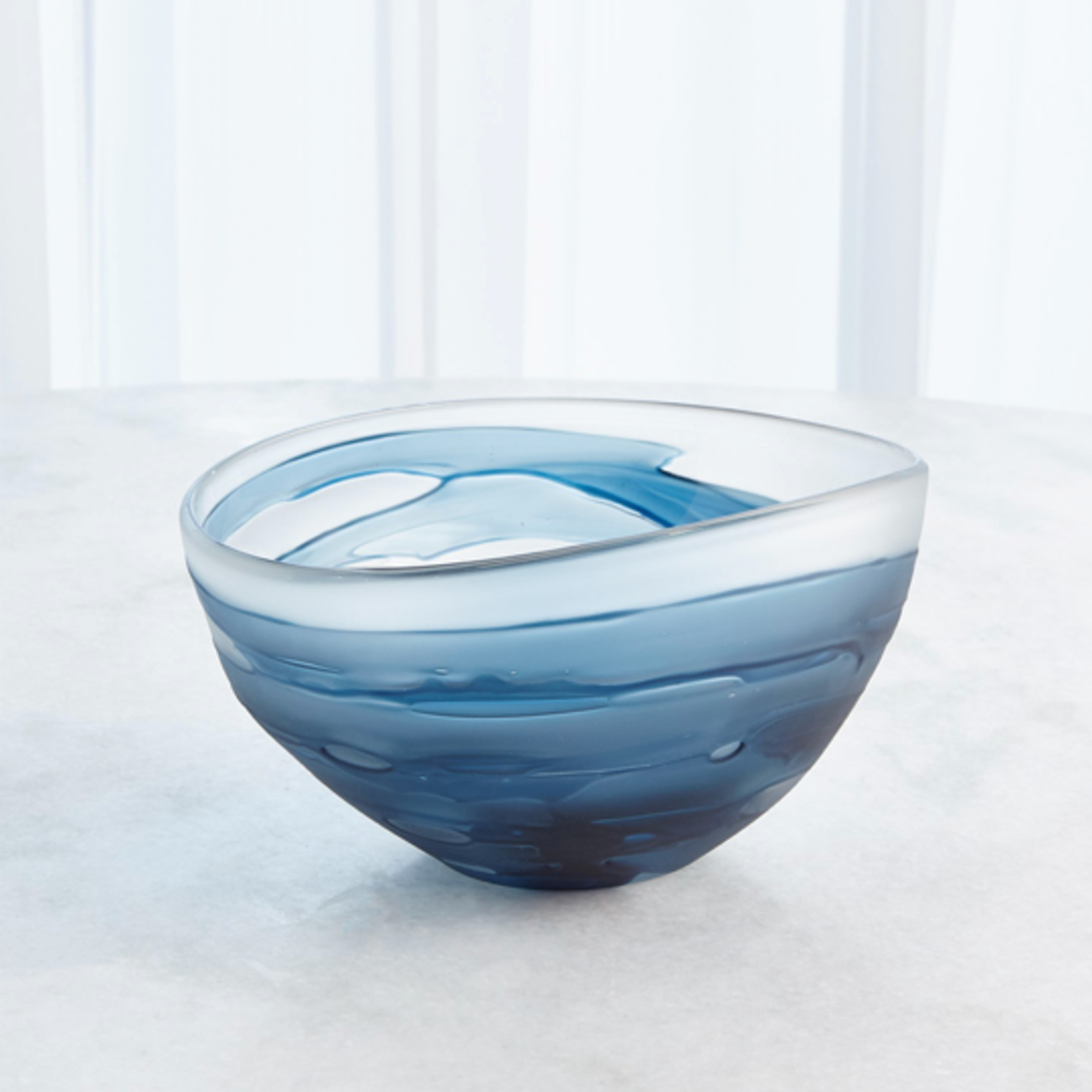 Outside The Box 12" Glacier Blue Hand Blown Glass Bowl