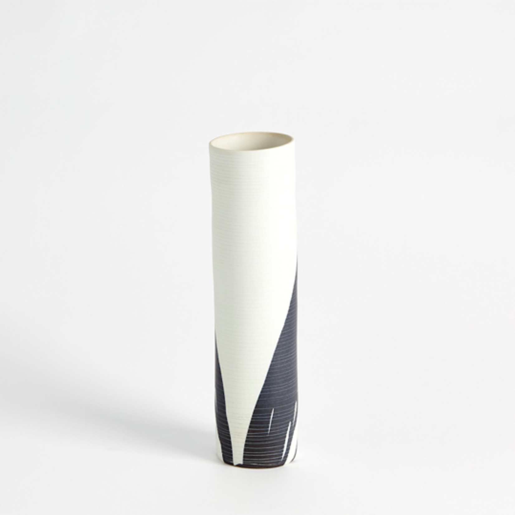 Outside The Box 14" Splatter Ink White & Blue Porcelain Vase