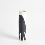 Outside The Box 14" Splatter Ink White & Blue Porcelain Vase