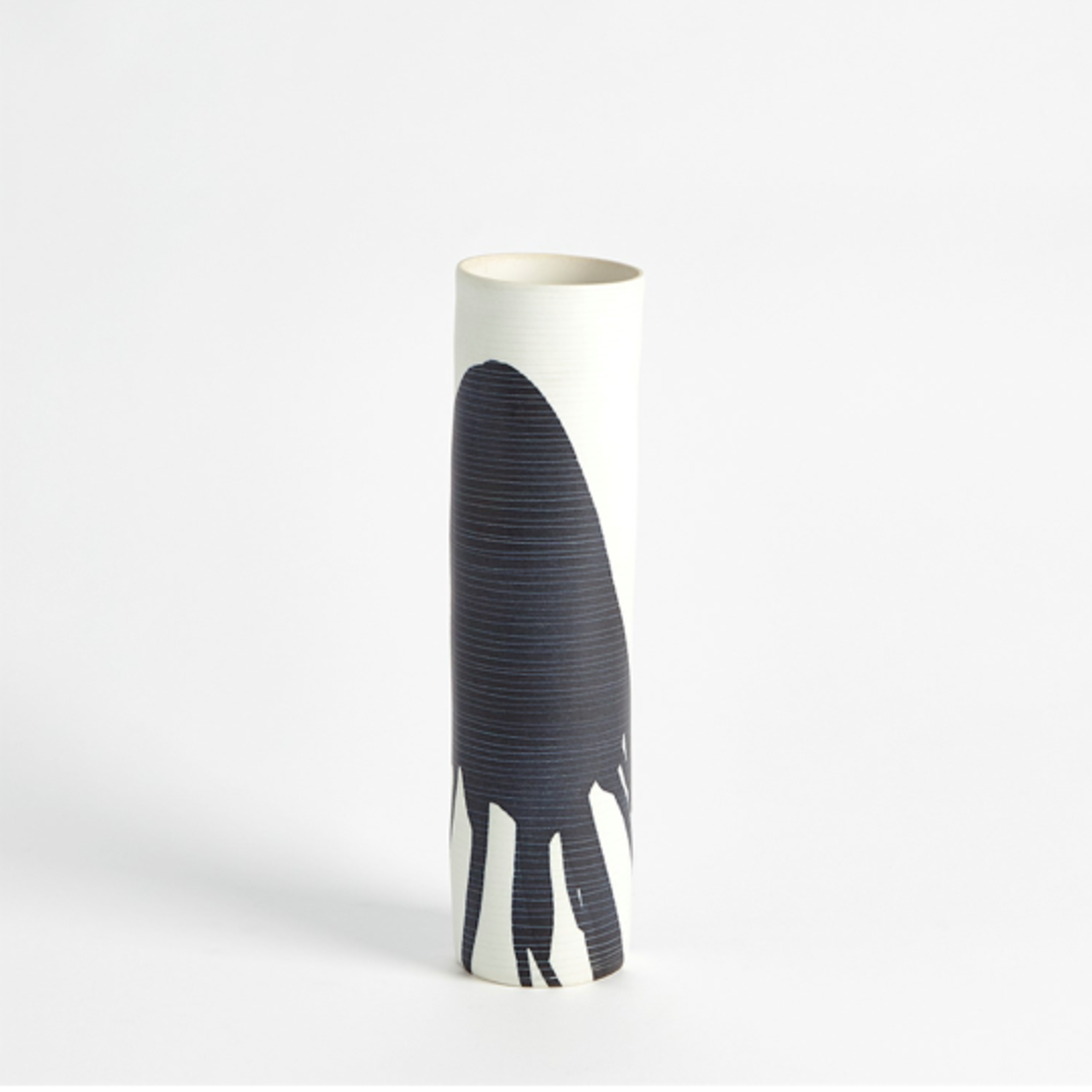 Outside The Box 14" Splatter Ink White & Blue Porcelain Vase