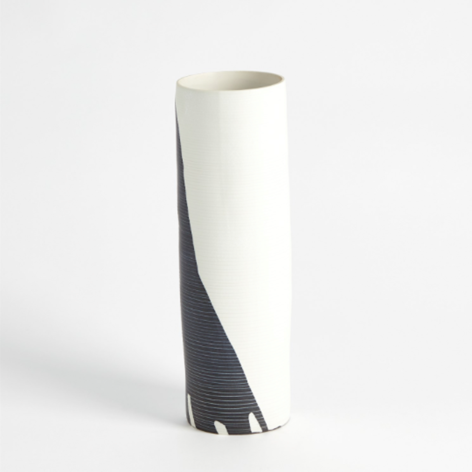 Outside The Box 15" Splatter Ink White & Blue Porcelain Vase
