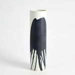 Outside The Box 20" Splatter Ink White & Blue Porcelain Vase