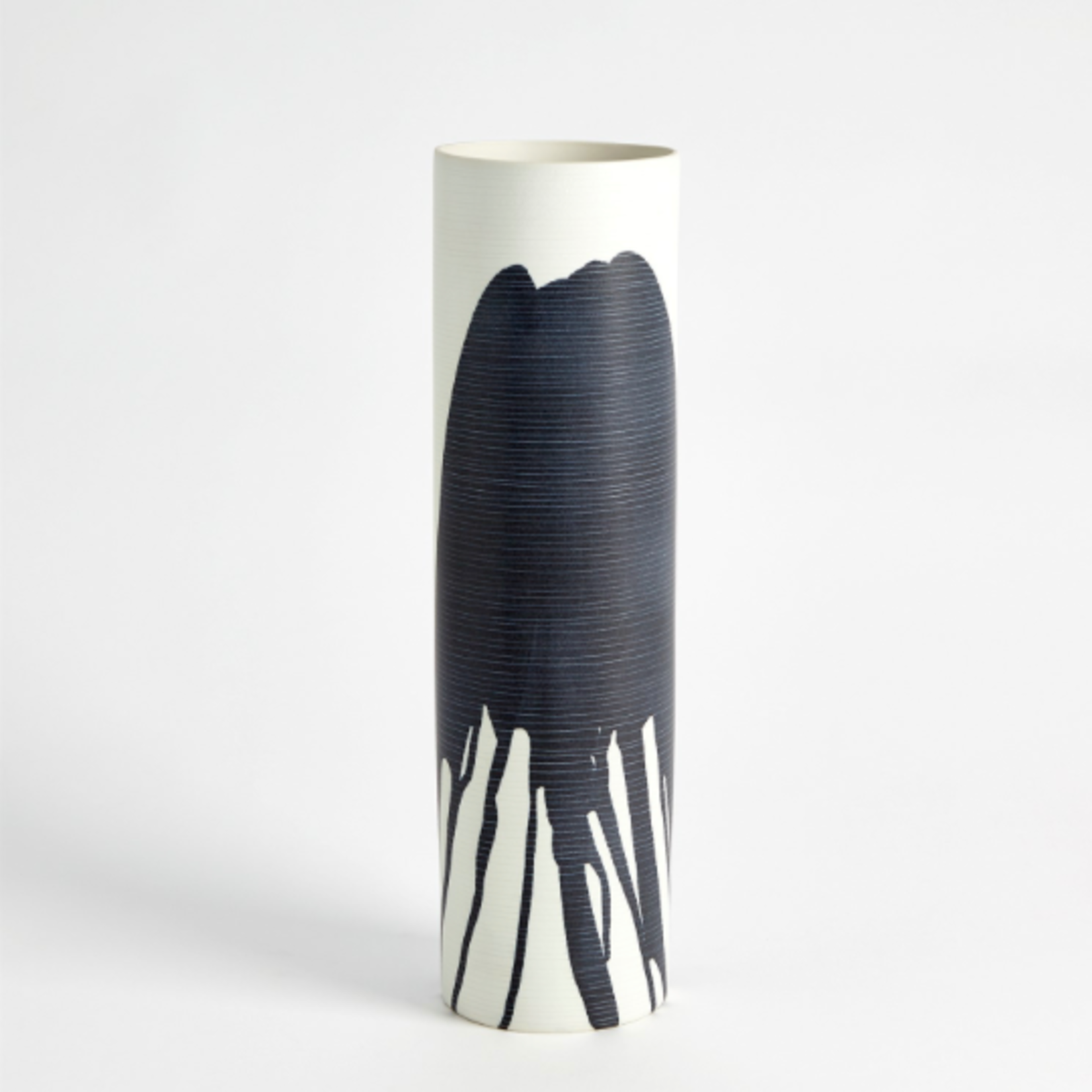 Outside The Box 20" Splatter Ink White & Blue Porcelain Vase